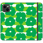 Bold Floral Green Vegan Leather — iPhone 14 Plus Wallet Case — Finnaij
