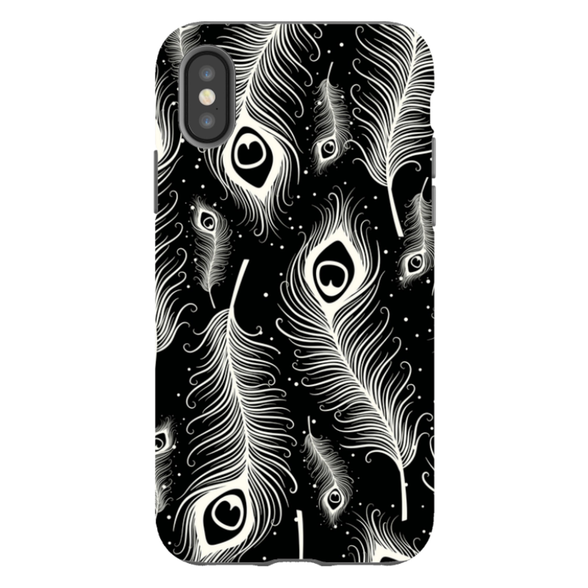Feathers in Bloom Black - iPhone Tough Case