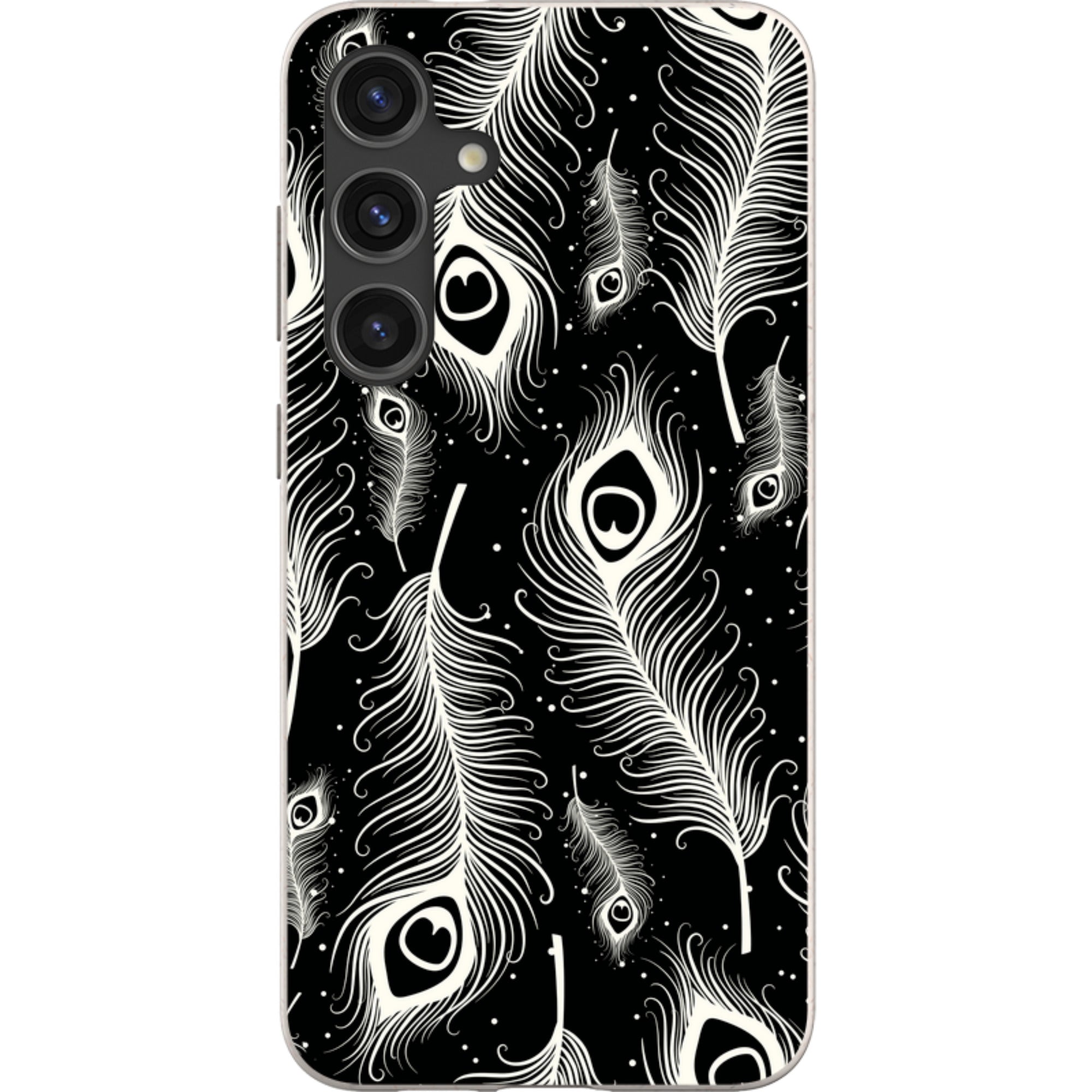 Feathers in Bloom Black — Samsung Galaxy Bio-degradable Case — Finnaij