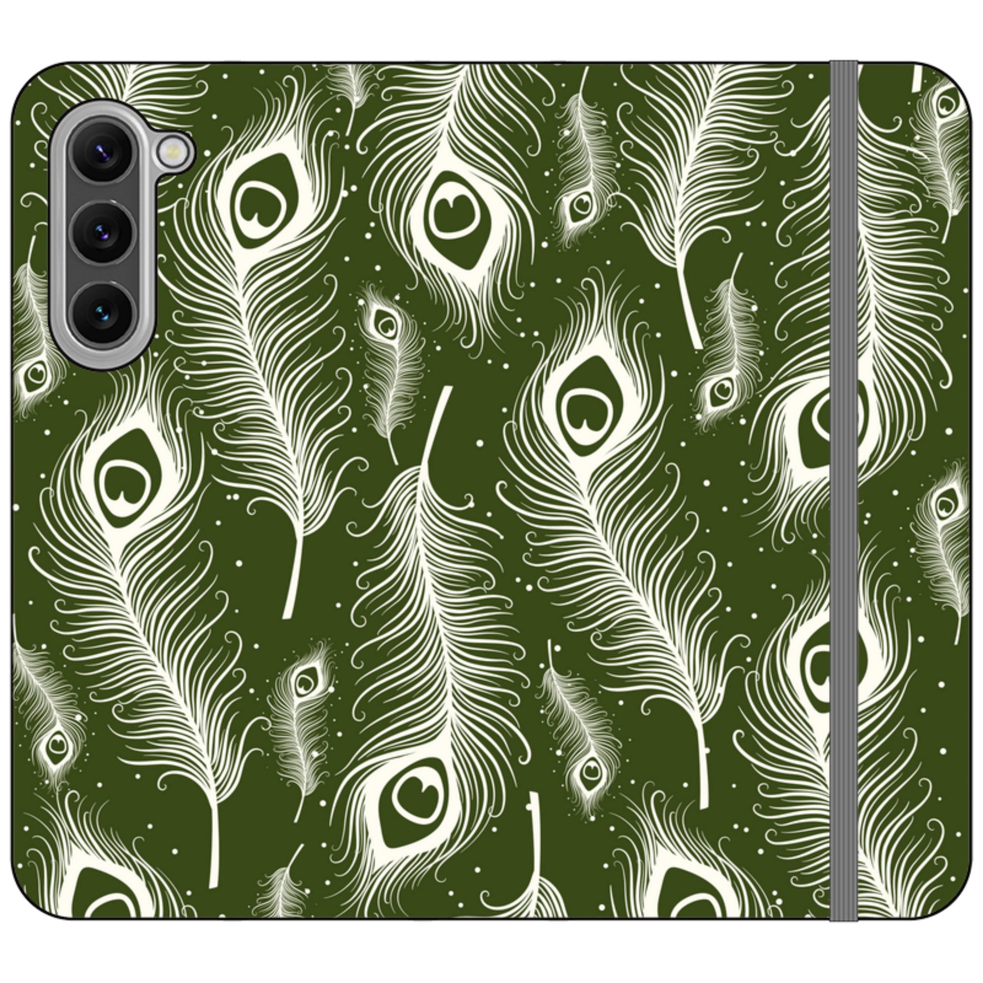 Feathers in Bloom Army Green Folio Wallet Phone Case — Finnaij