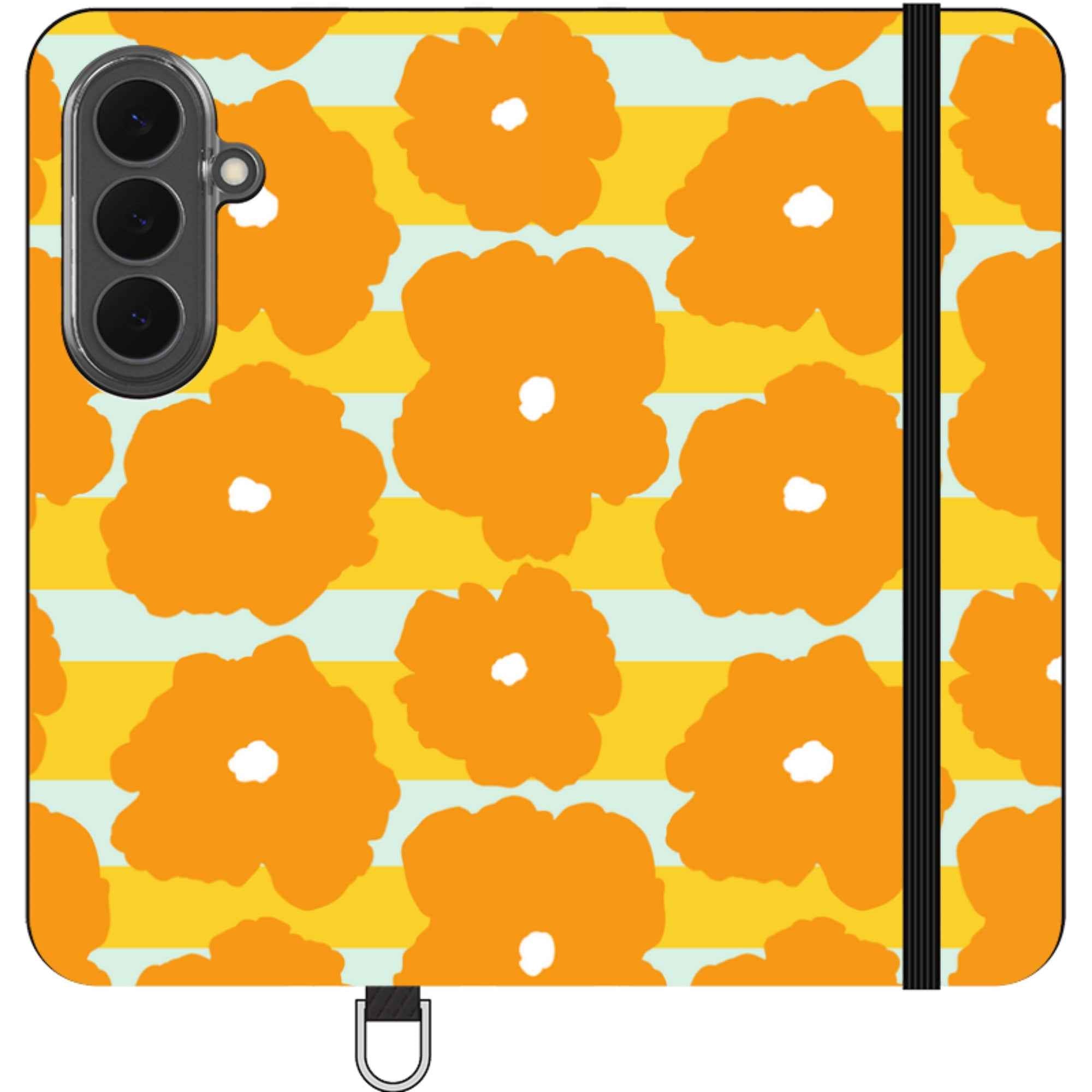 Bold Floral Orange — Apple Folio Wallet Case — Finnaij
