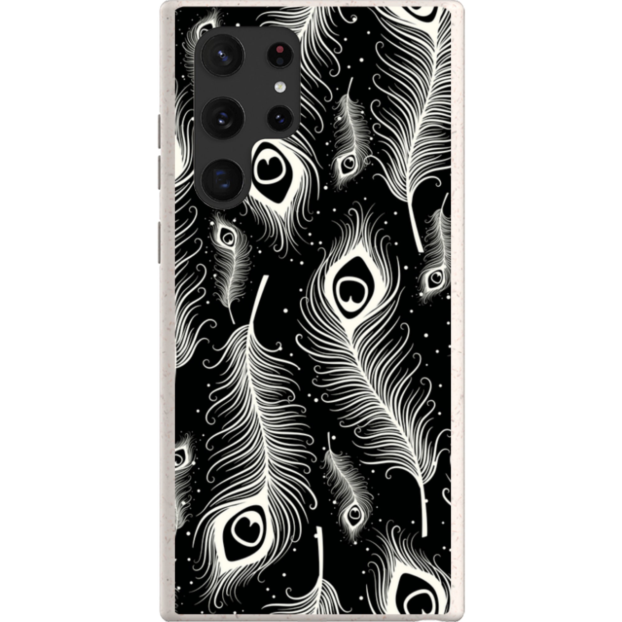 Feathers in Bloom Black — Samsung Galaxy Bio-degradable Case — Finnaij
