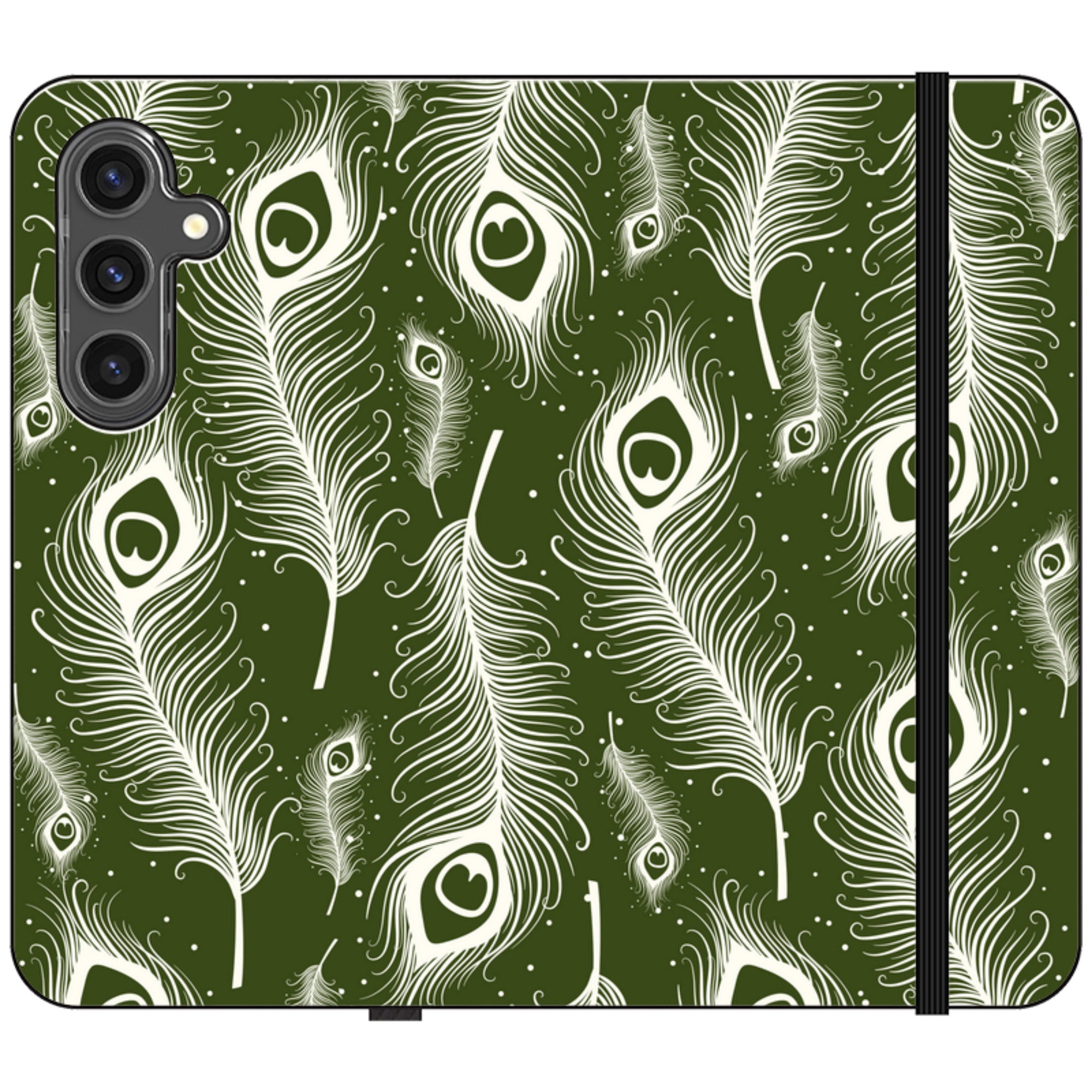 Feathers in Bloom Army Green Folio Wallet Phone Case — Finnaij