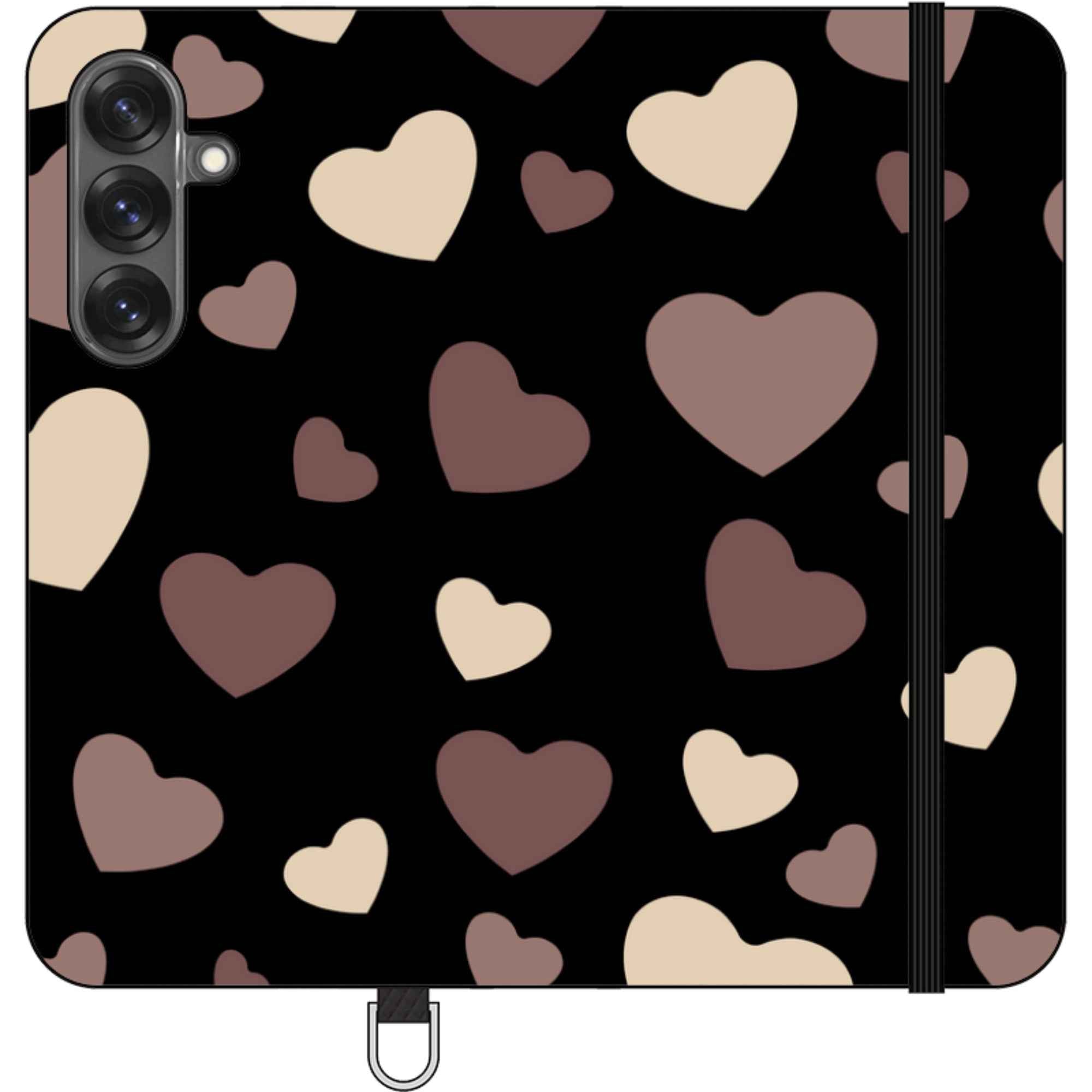 White & Black Hearts — Apple Vegan Leather Folio Wallet Case — Finnaij