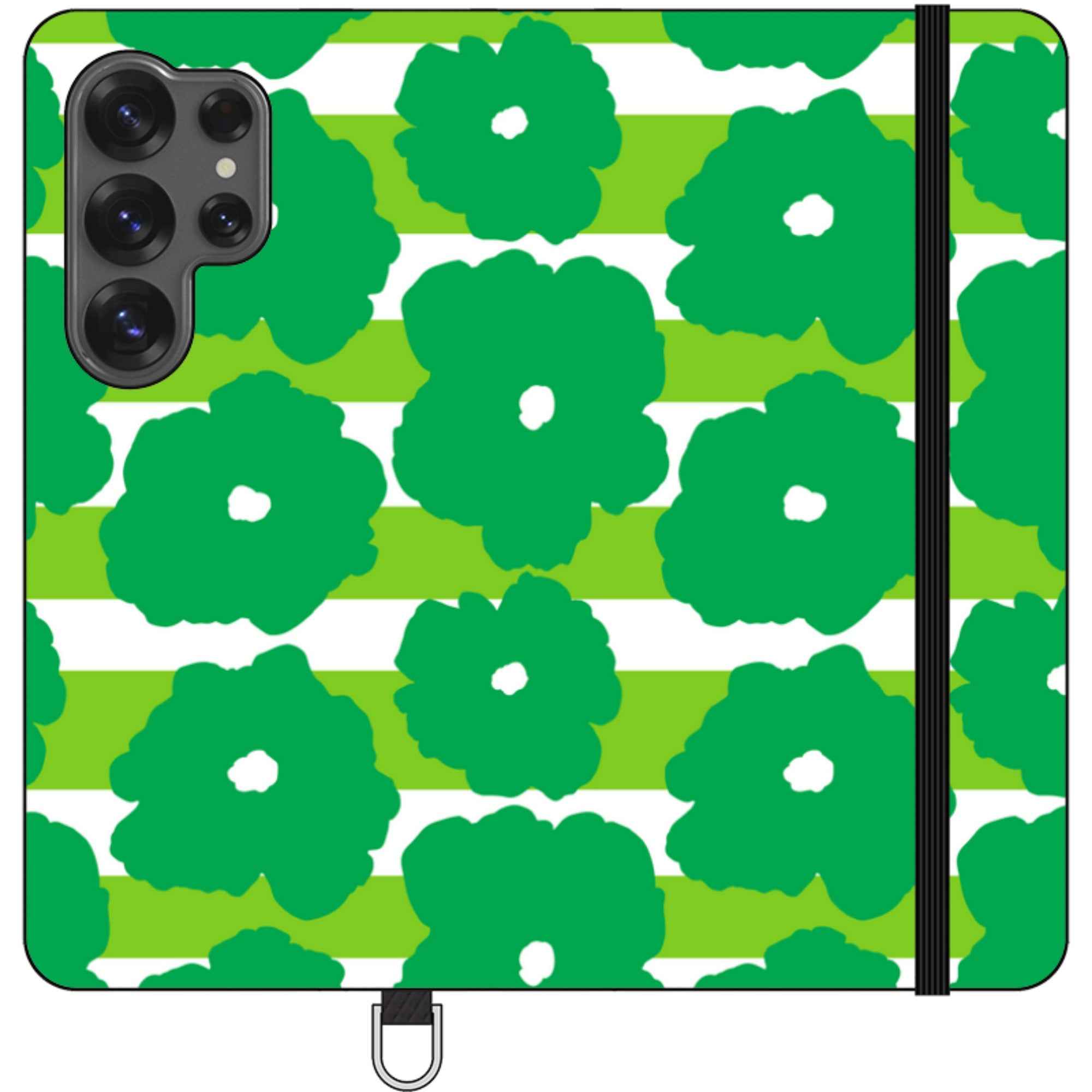 Bold Floral Green — Apple Vegan Leather Folio Wallet Case — Finnaij