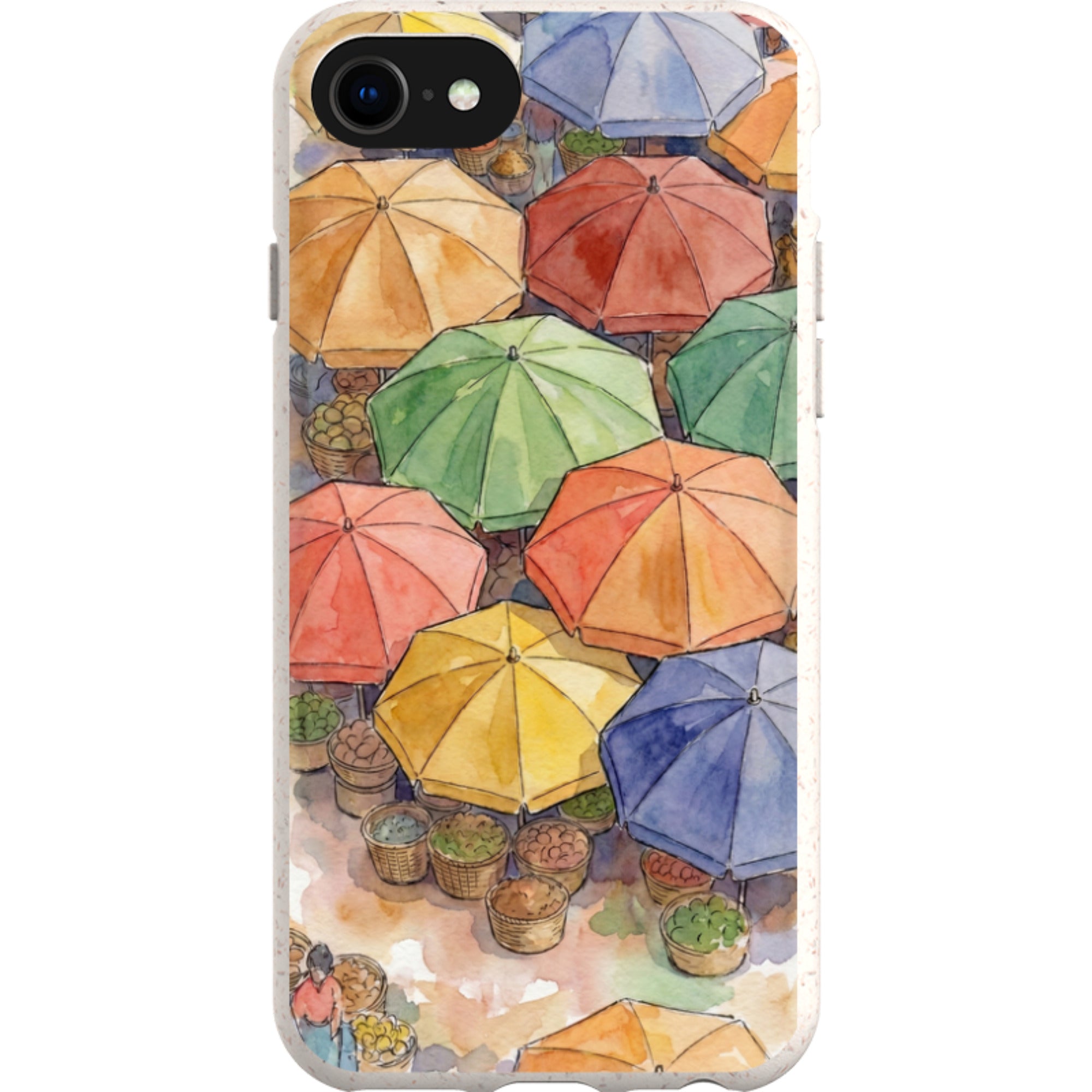 Market Umbrellas from Above by Tobi Akinyemi — iPhone SE3 iPhone Bio-degradable Case — Finnaij