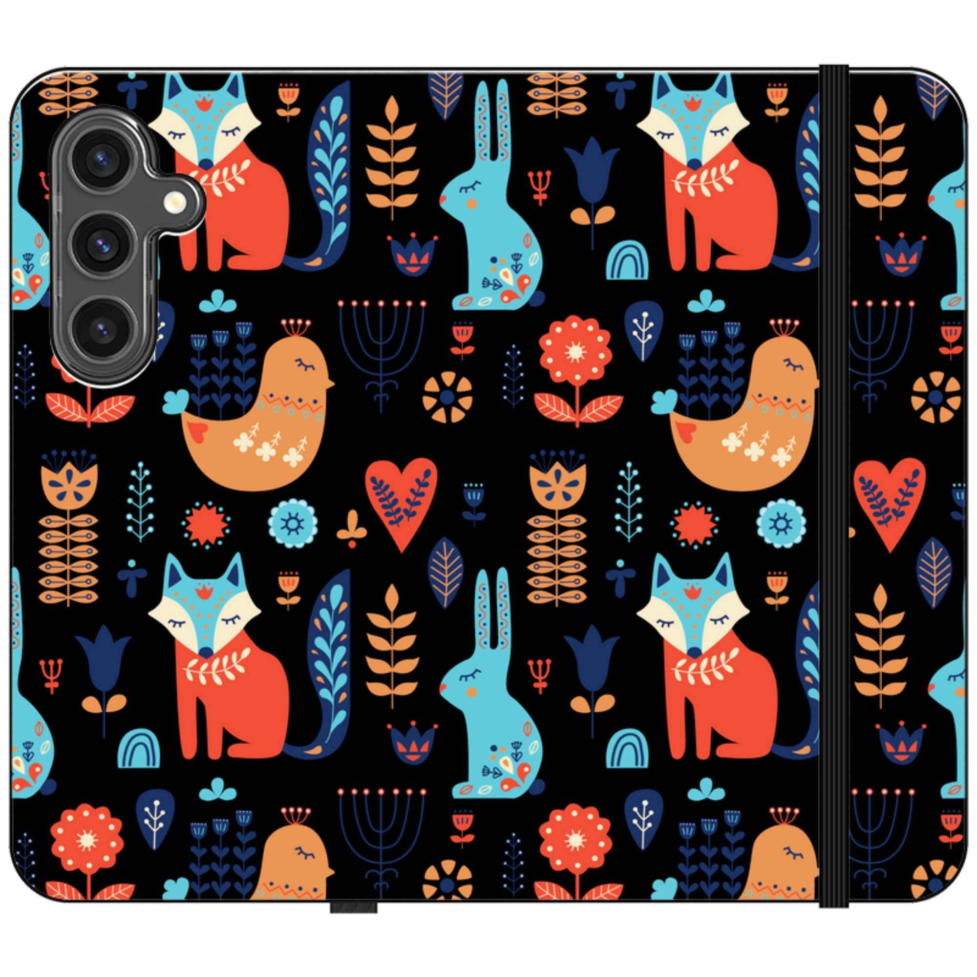 Nordic Ornament Black — Apple Vegan Leather Folio Wallet Case — Finnaij