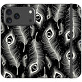 Feathers in Bloom Black- iPhone Folio Wallet Case — iPhone 17 Pro Max — Finnaij