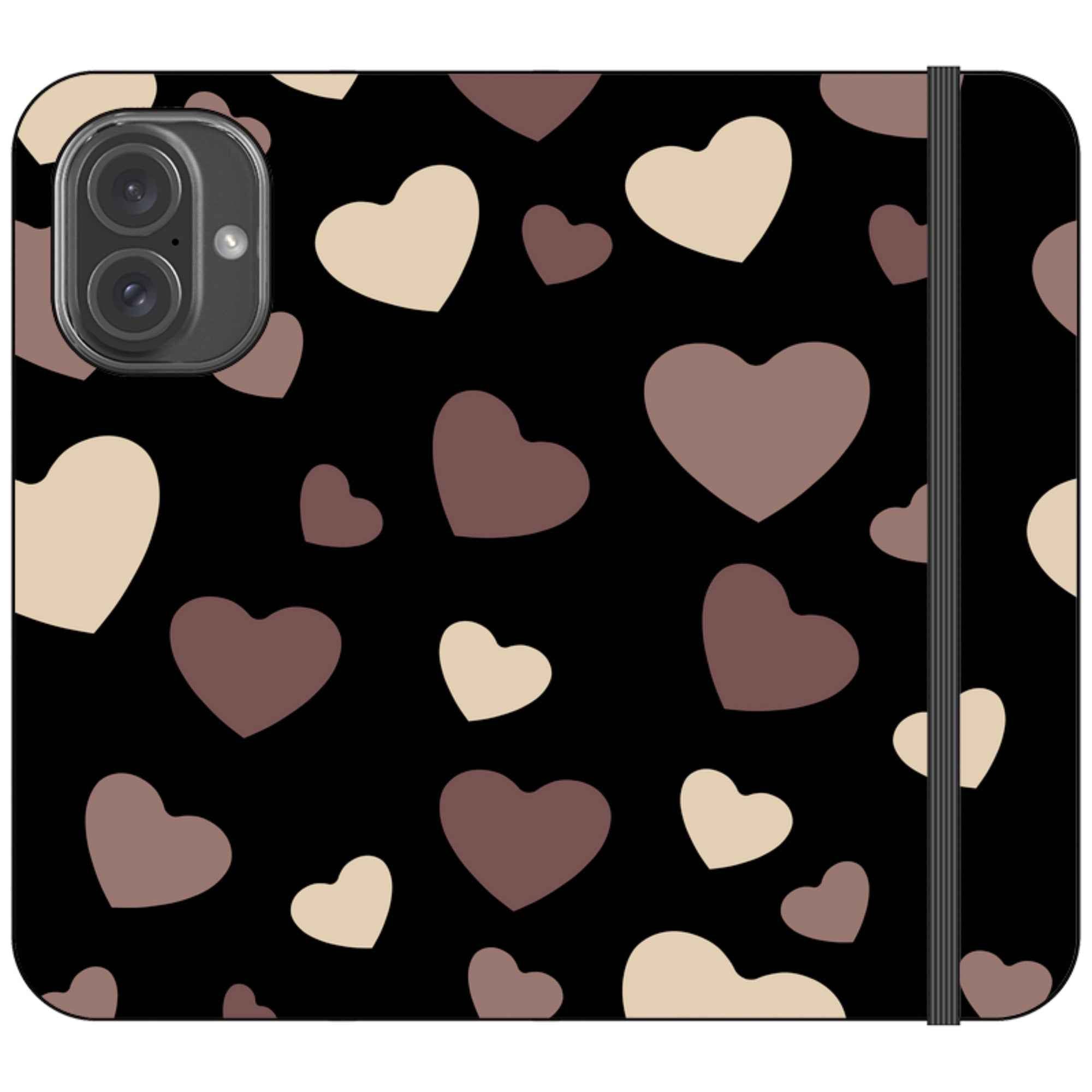 White & Black Hearts Vegan Leather — iPhone 16 Wallet Case — Finnaij