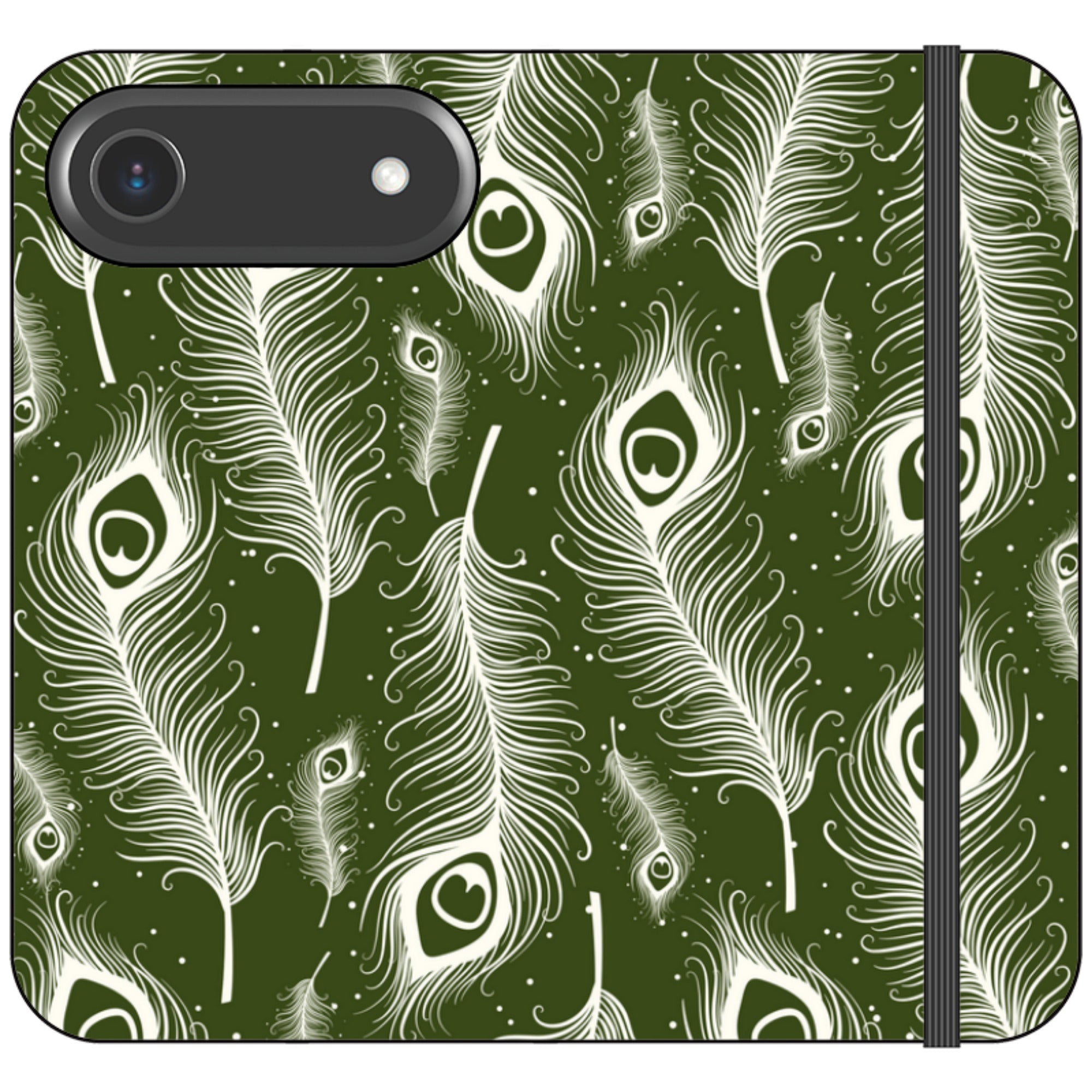 Feathers in Bloom Army Green — iPhone 17 Air Wallet Case — Finnaij