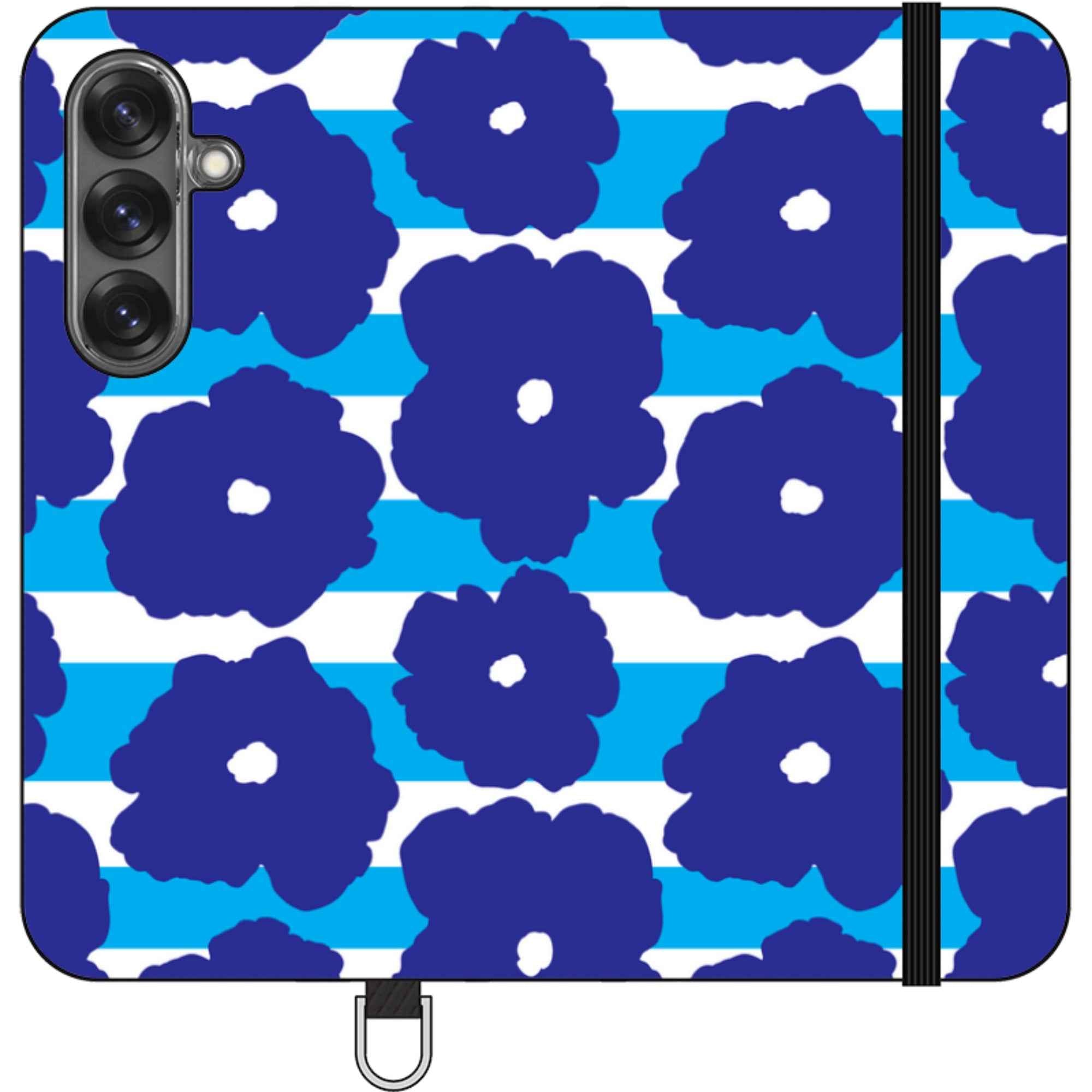 Bold Floral Blue — Apple Vegan Leather Folio Wallet Case — Finnaij