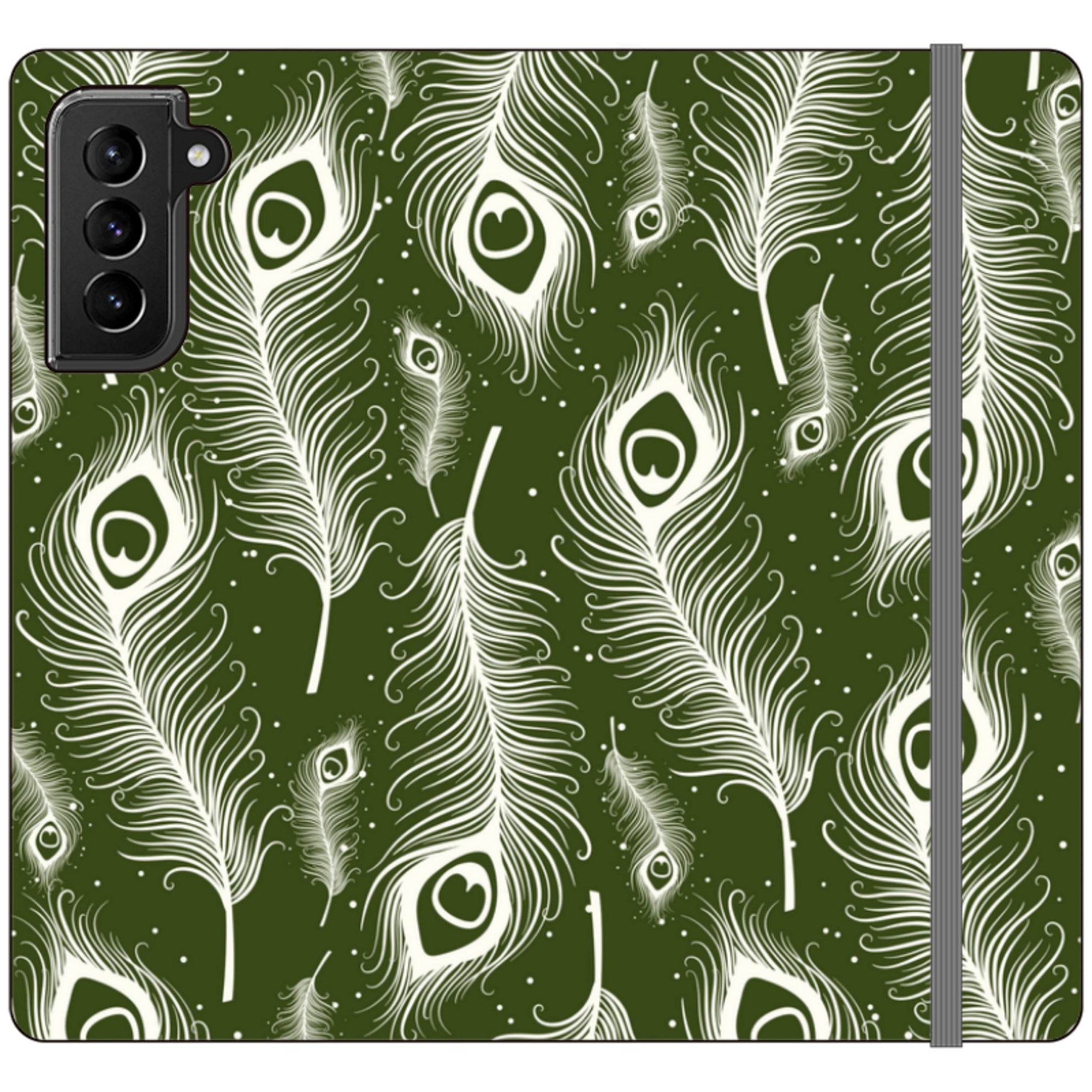 Feathers in Bloom Army Green Folio Wallet Phone Case — Finnaij