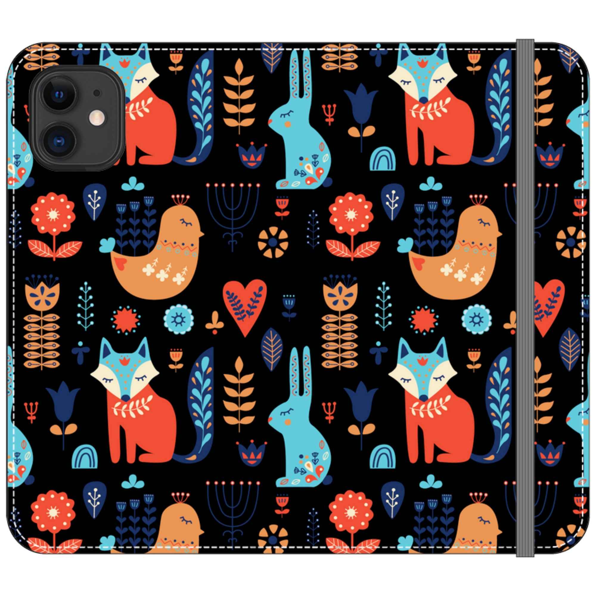 Nordic Ornament Black Vegan Leather — iPhone 11 Wallet Case — Finnaij