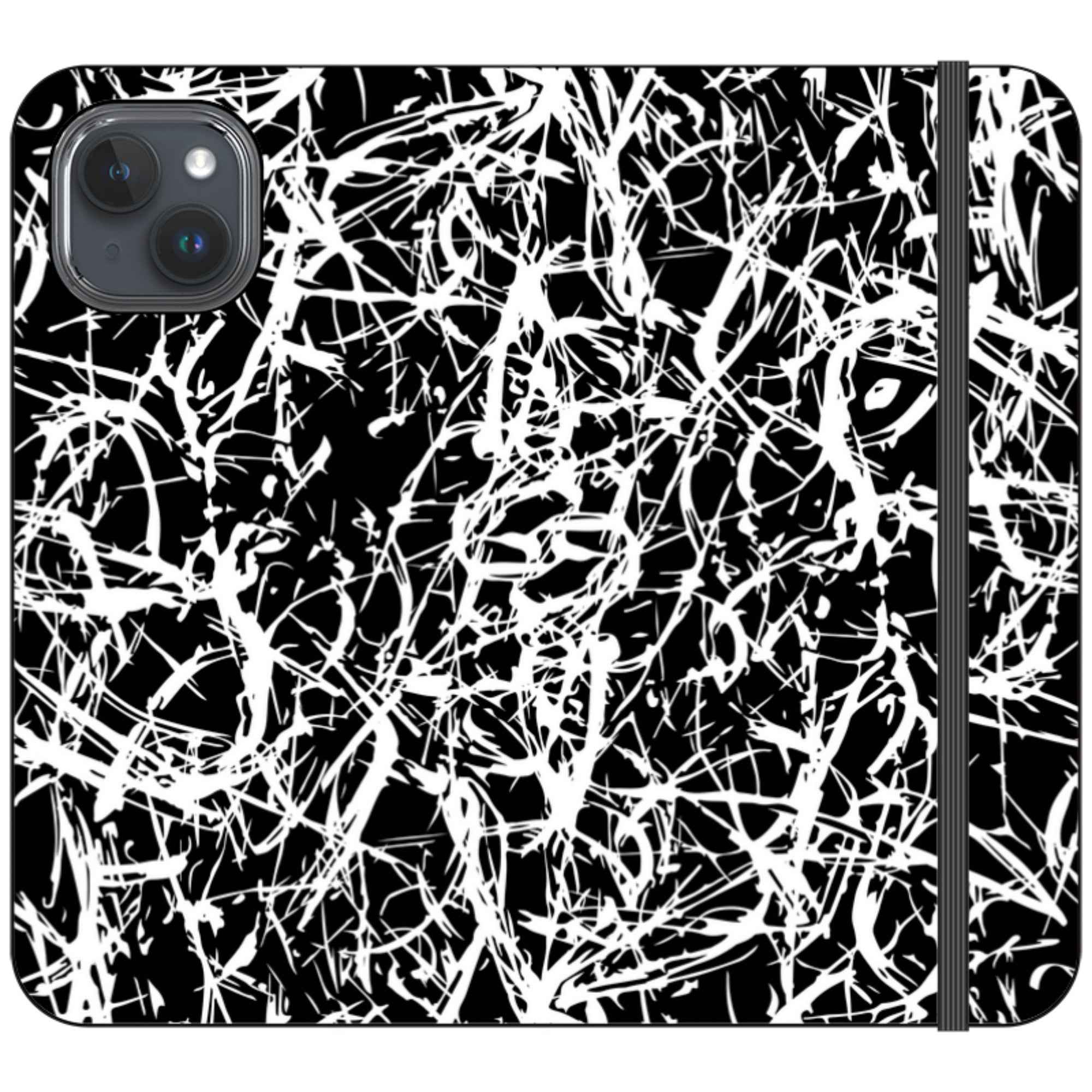 Black-White Grunge — iPhone 15 Plus Wallet Case — Finnaij