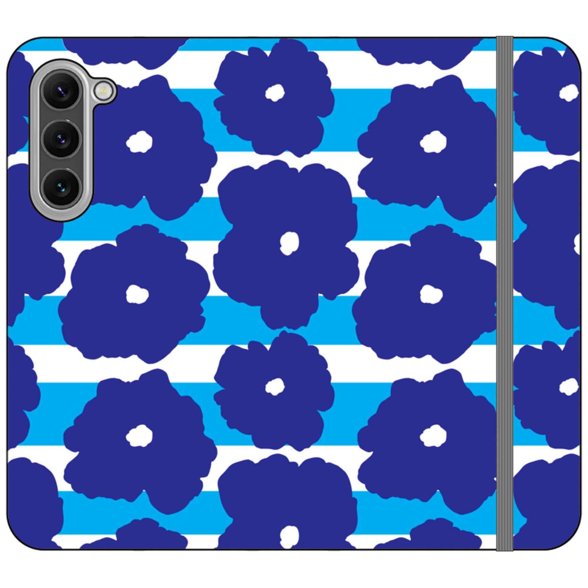 Bold Floral Blue — Apple Vegan Leather Folio Wallet Case — Finnaij