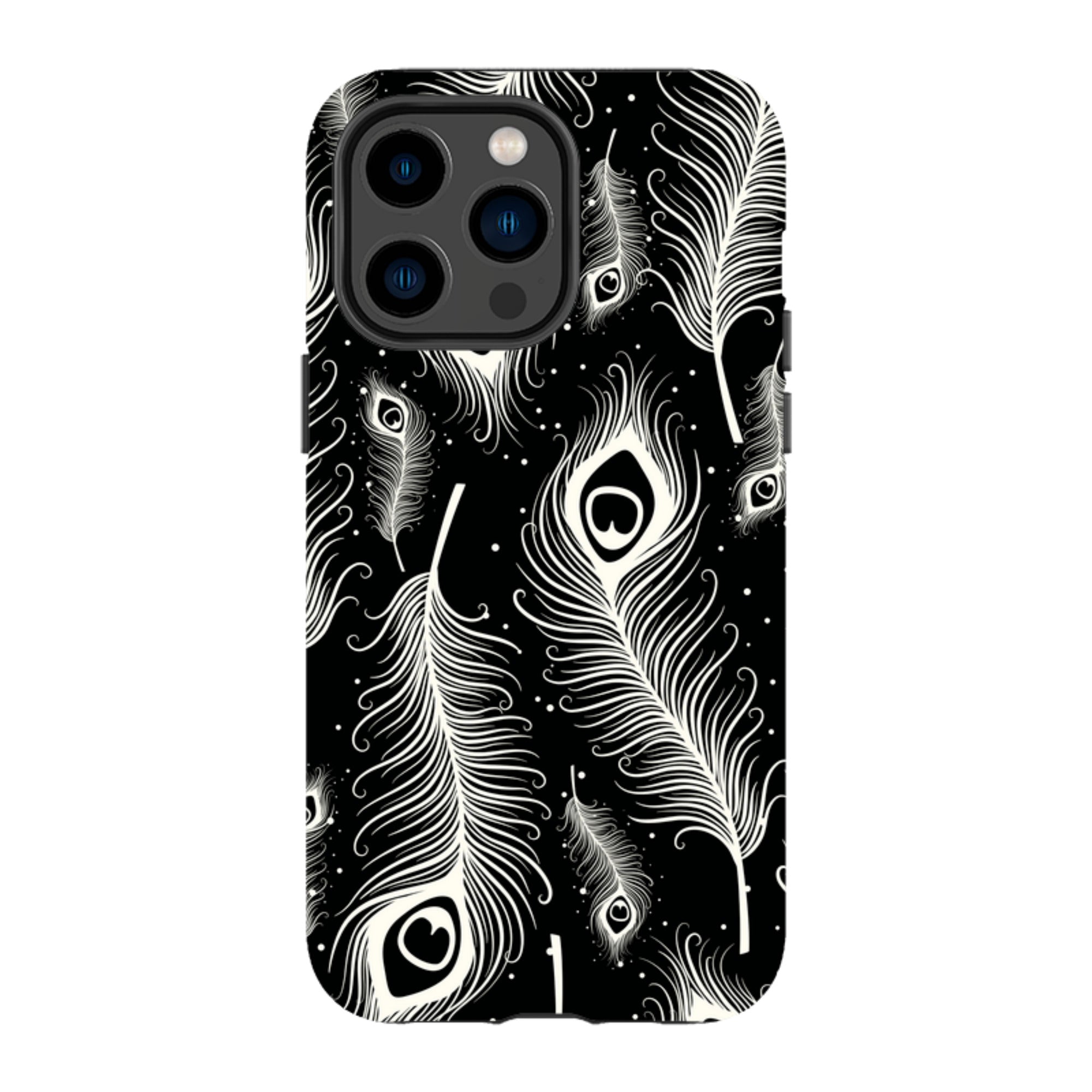 Feathers in Bloom Black — Apple iPhone Tough Case — Finnaij