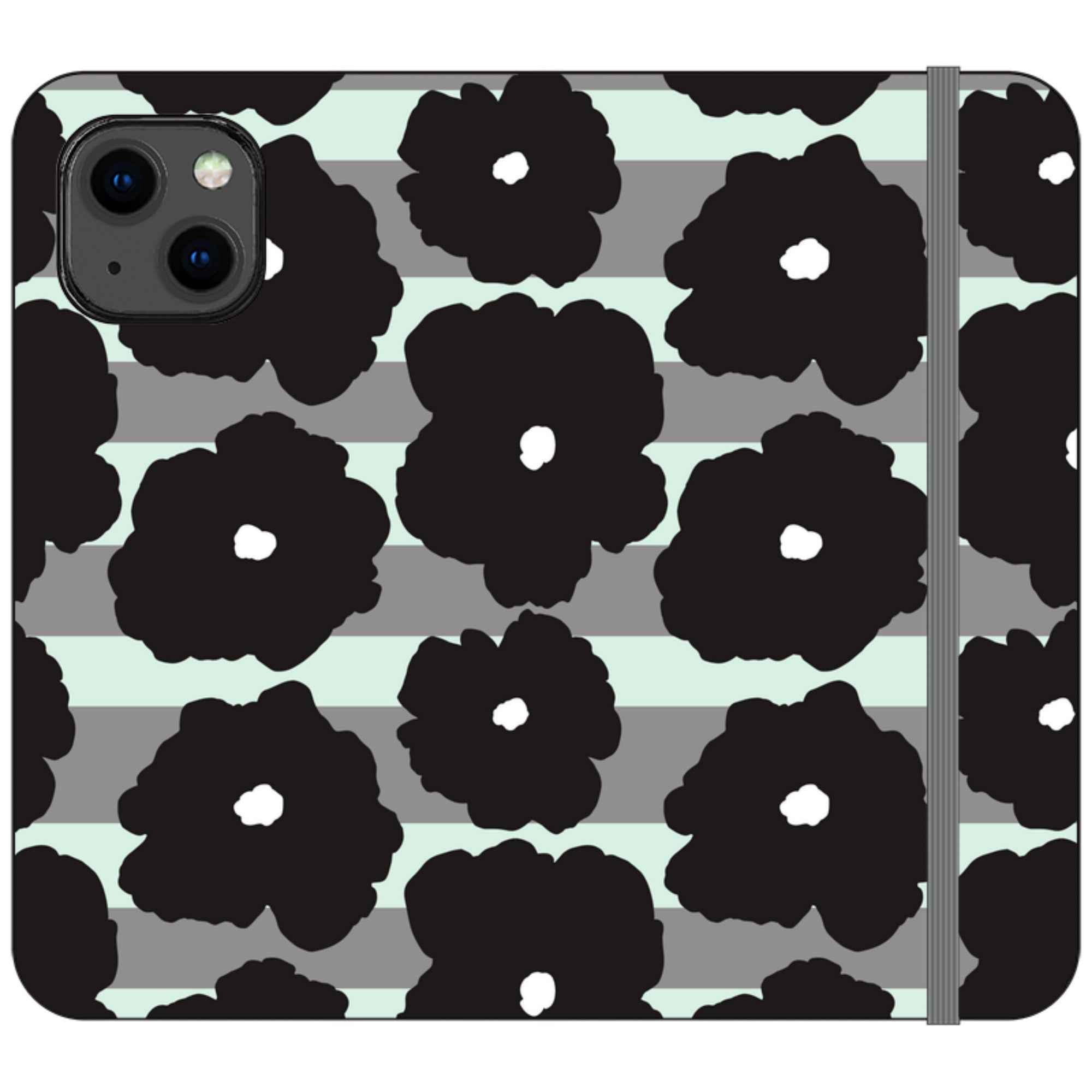 Bold Floral Black — iPhone 13 Wallet Case — Finnaij