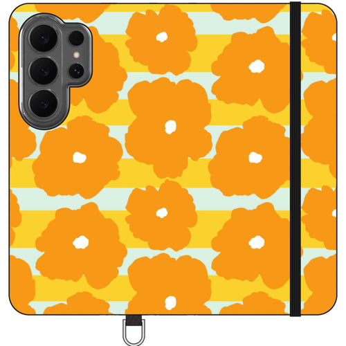 Bold Floral Orange — S26 Ultra Wallet Case — Finnaij