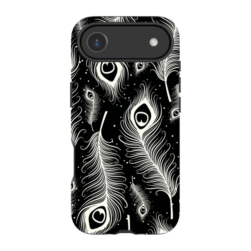 Feathers in Bloom Black — iPhone Air Magsafe Tough Case — Finnaij