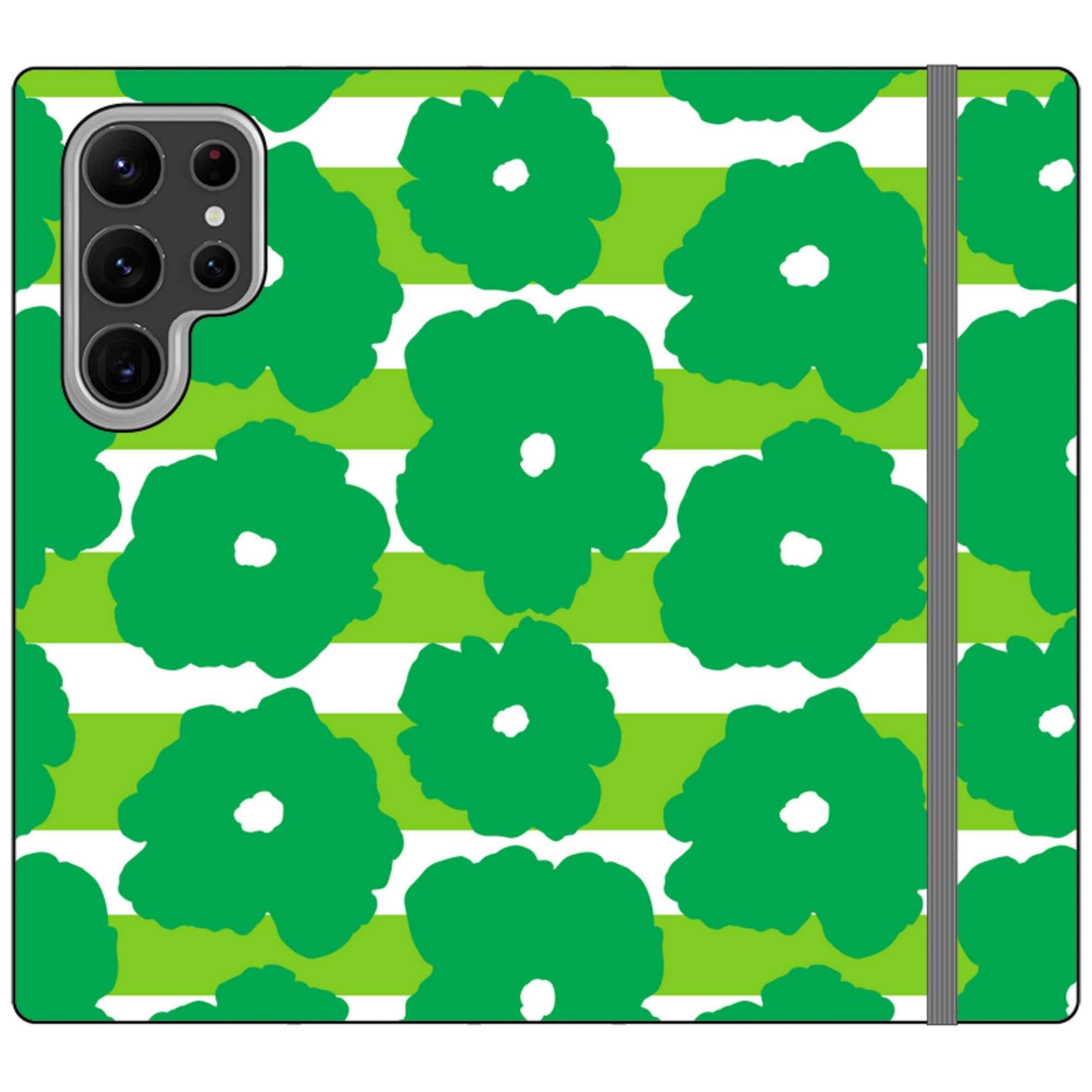 Bold Floral Green — Apple Vegan Leather Folio Wallet Case — Finnaij
