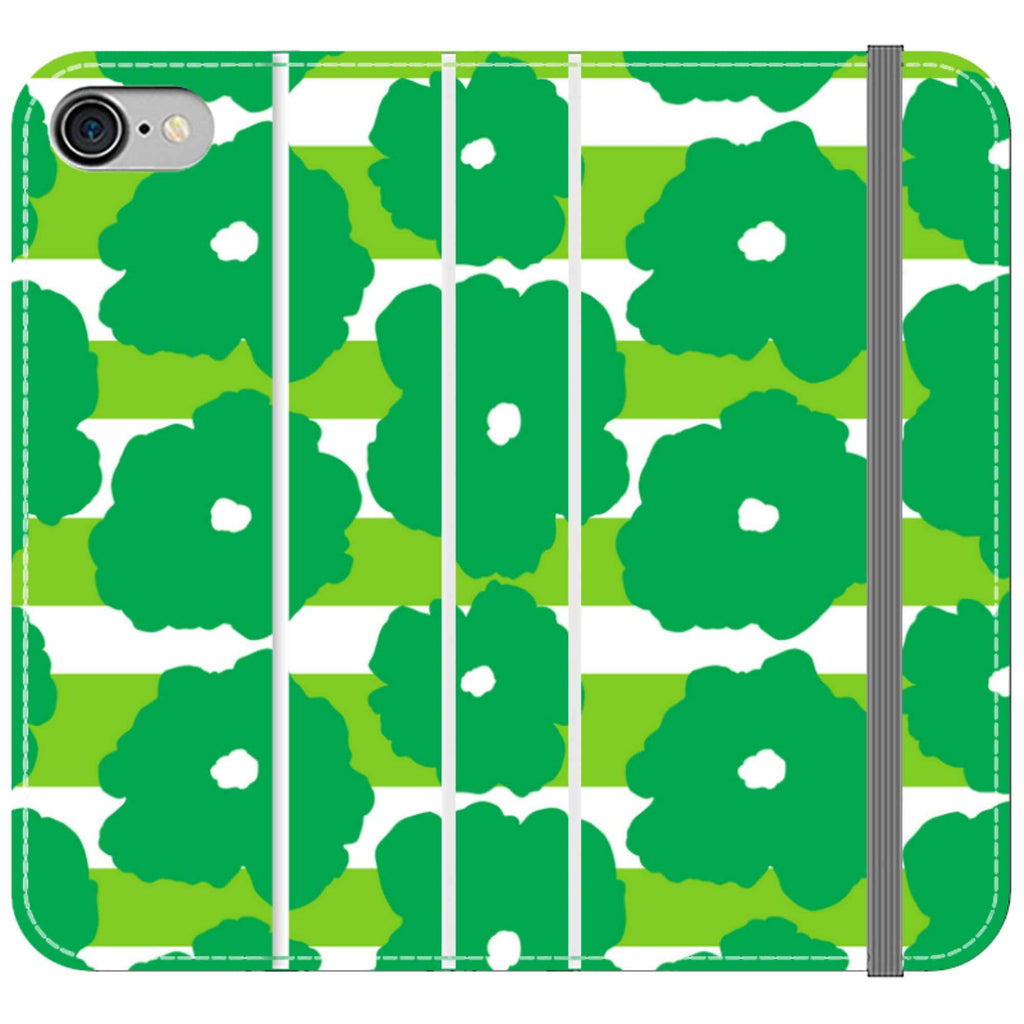 Bold Floral Green Vegan Leather — iPhone SE2 (2020) Wallet Case — Finnaij