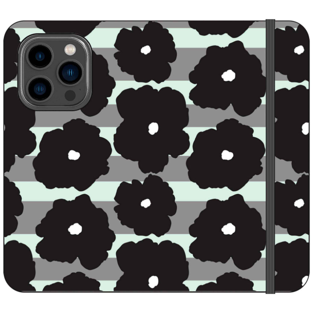 Bold Floral Black — iPhone 14 Pro Wallet Case — Finnaij