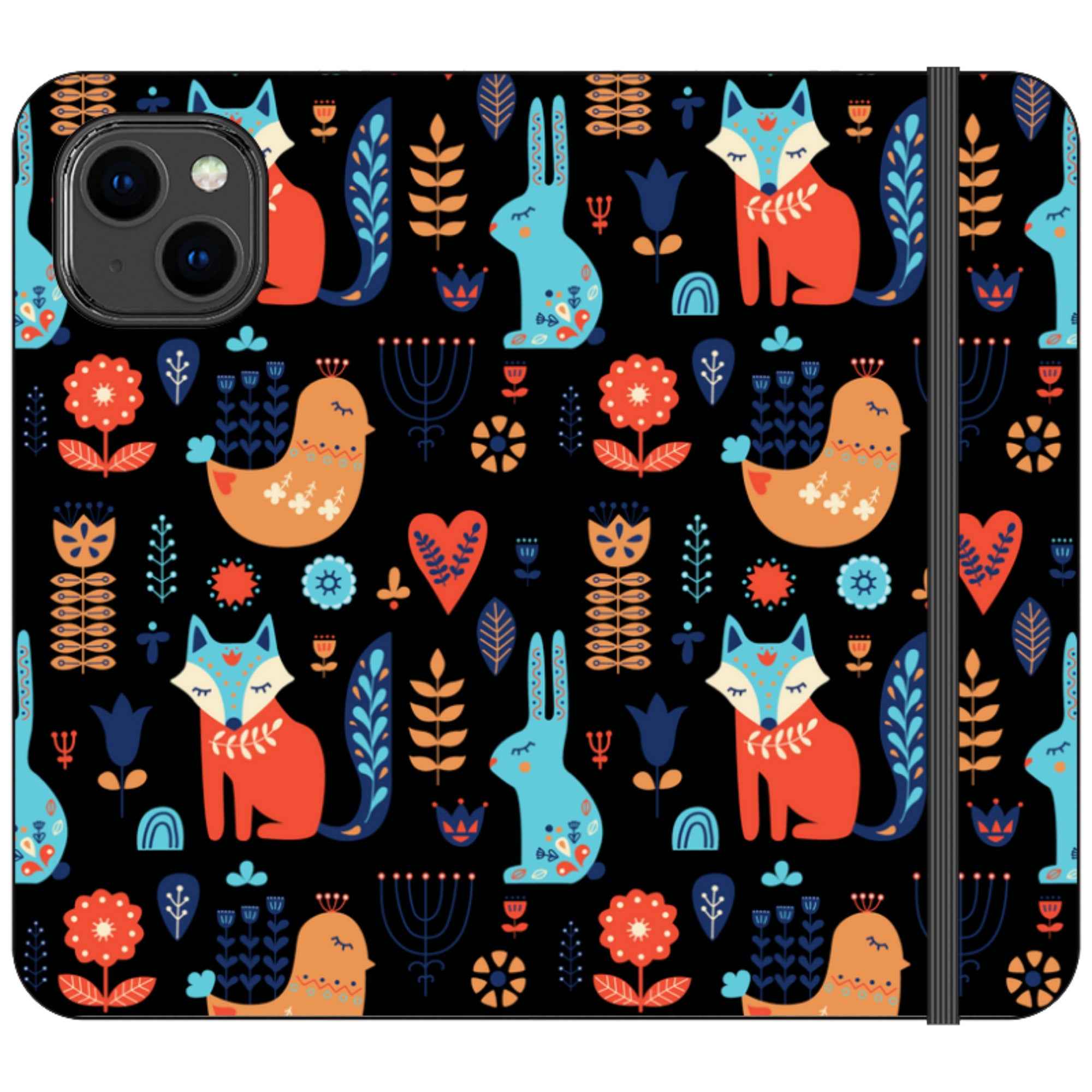 Nordic Ornament Black Vegan Leather — iPhone 14 Wallet Case — Finnaij