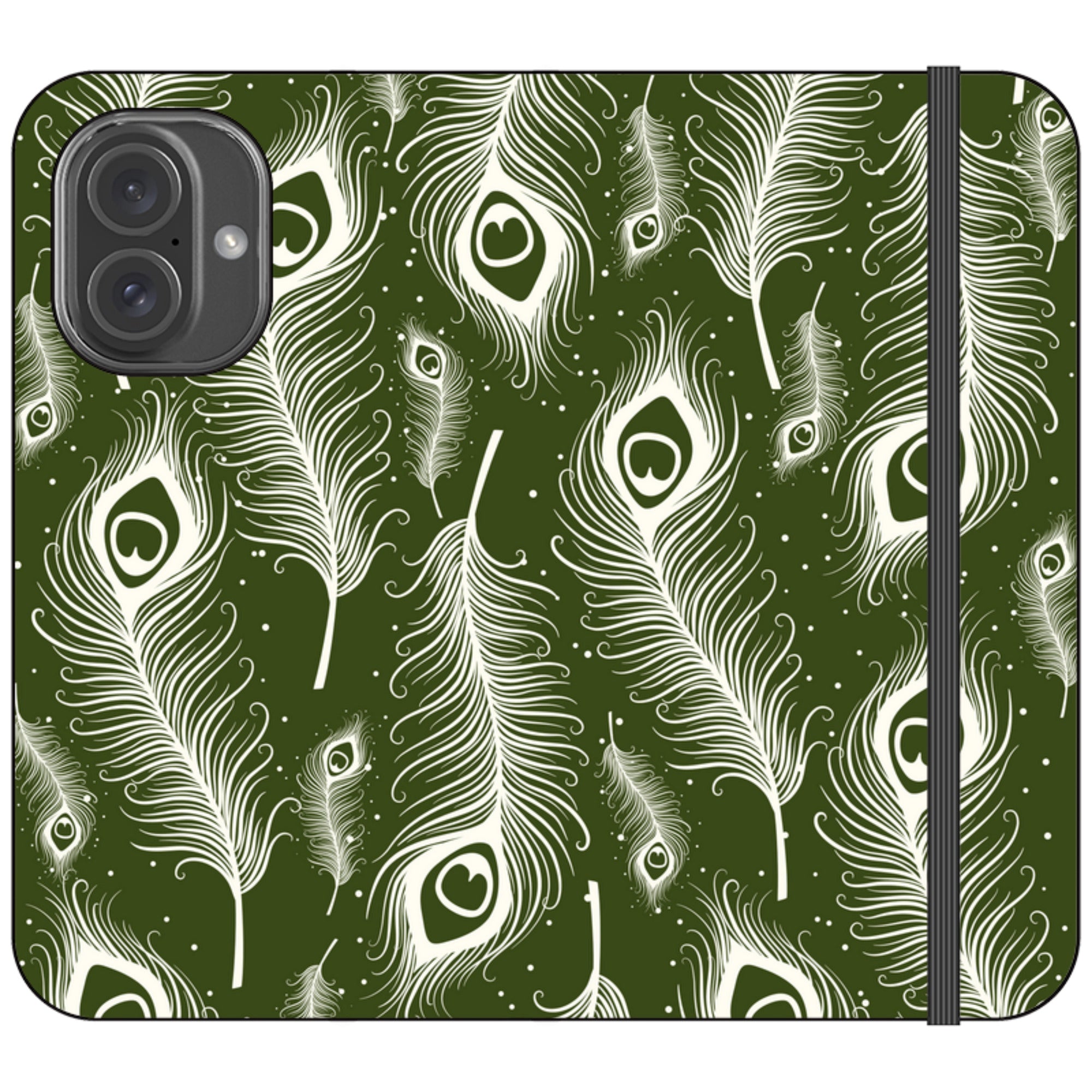 Feathers in Bloom Army Green — iPhone 16 Wallet Case — Finnaij