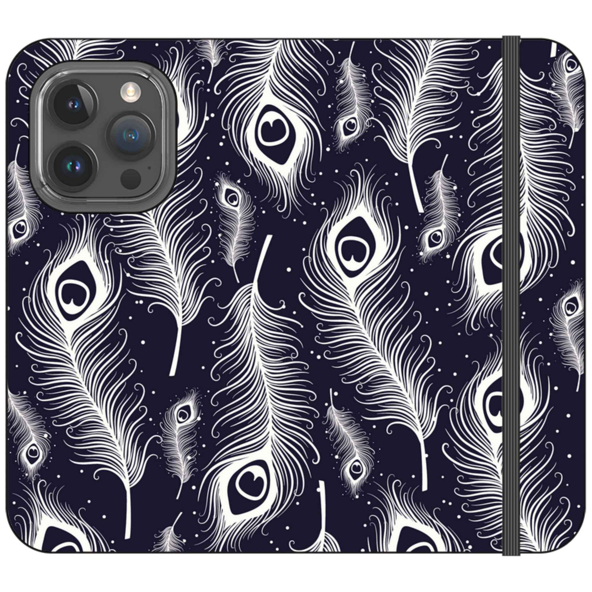 Feathers in Bloom Vegan Leather — iPhone 15 Pro Wallet Case — Finnaij