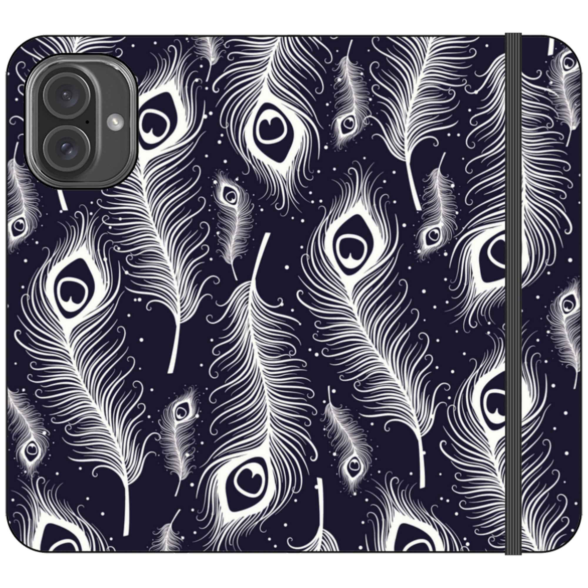Feathers in Bloom Vegan Leather — iPhone 16 Plus Wallet Case — Finnaij