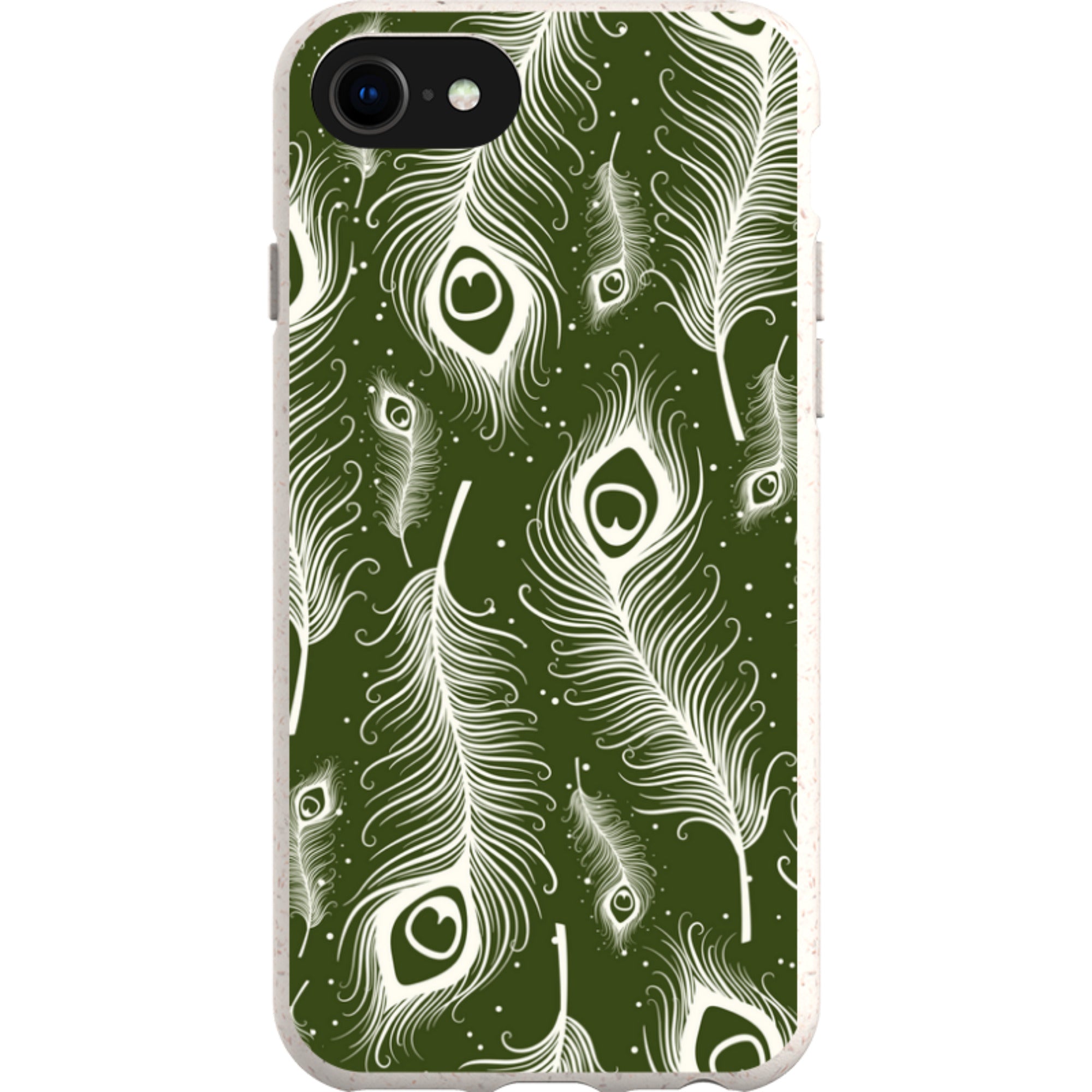 Feathers in Bloom Army Green — iPhone SE3 iPhone Bio-degradable Case — Finnaij