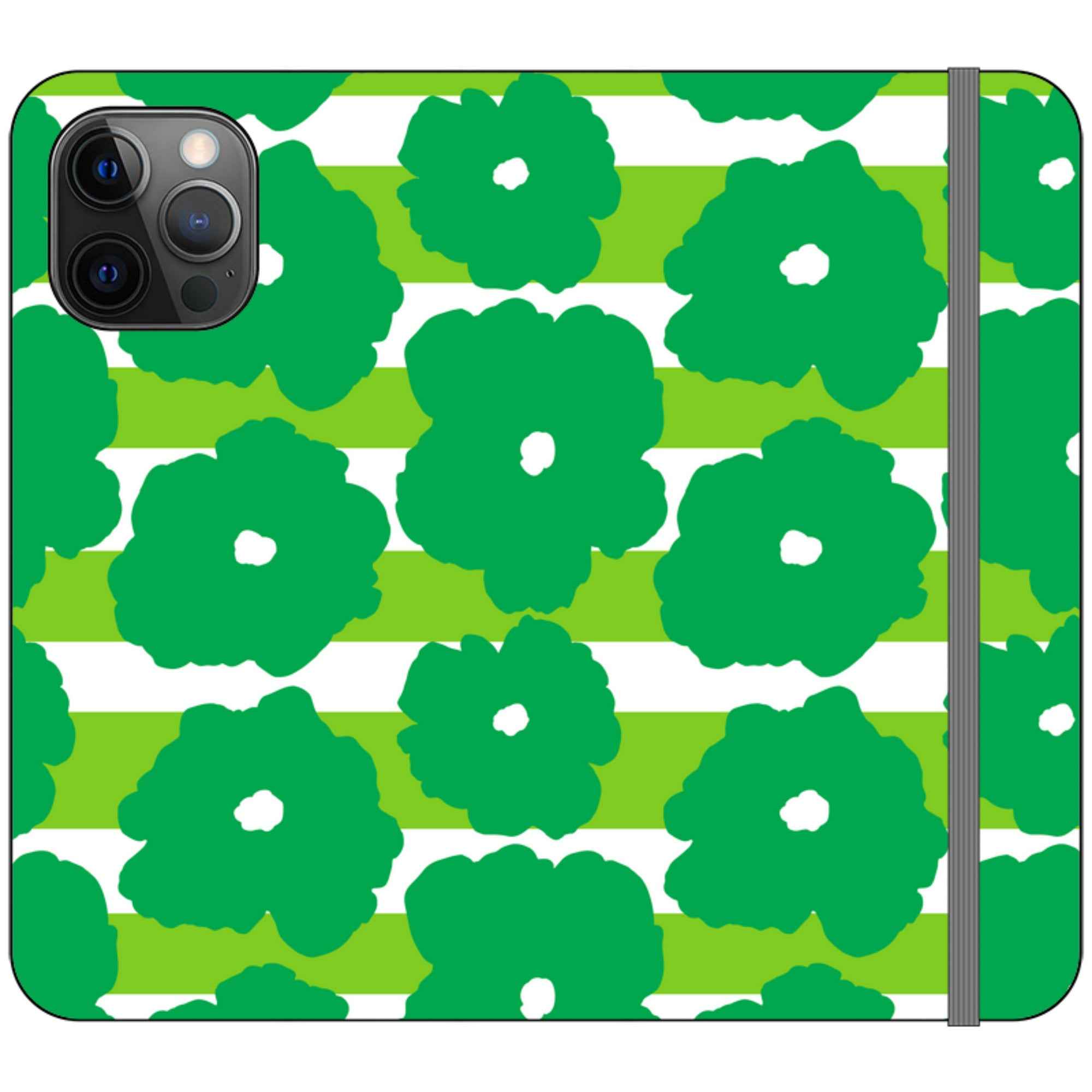 Bold Floral Green Vegan Leather — iPhone 12 Pro Max Wallet Case — Finnaij