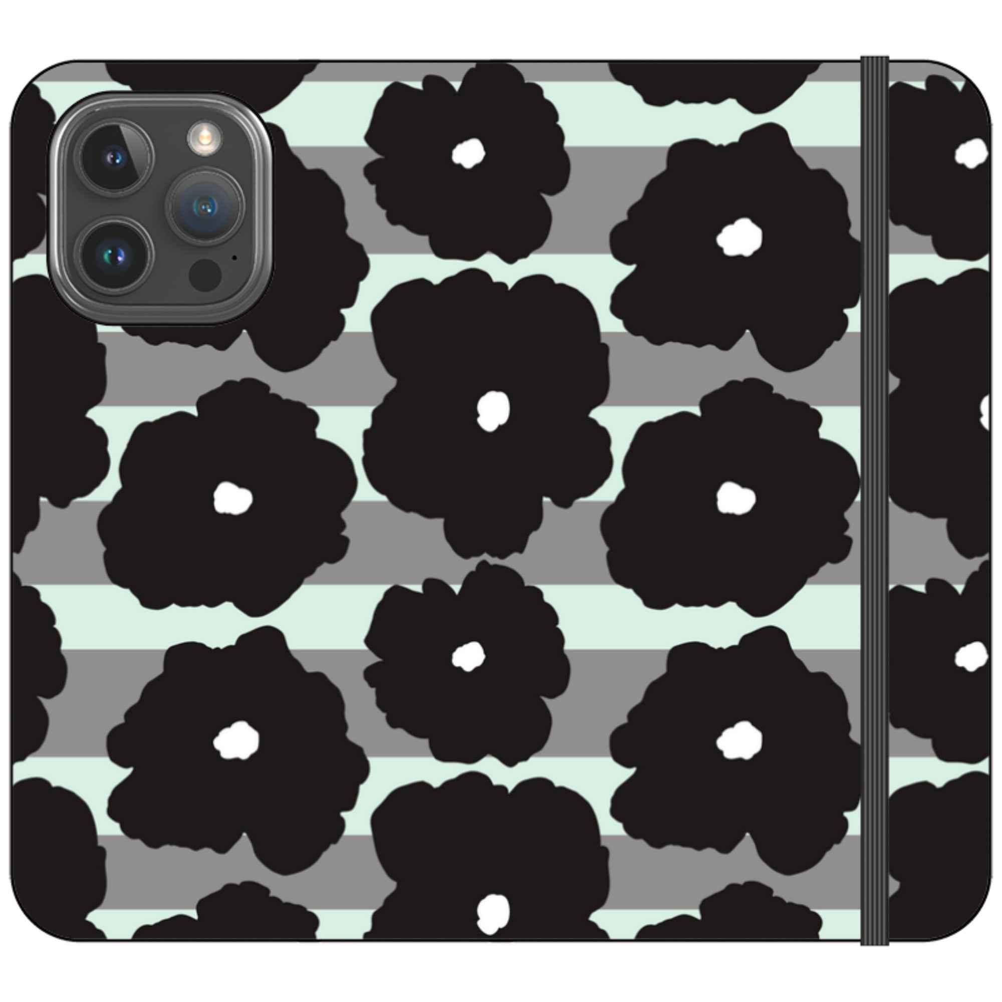 Bold Floral Black — iPhone 16 Pro Max Wallet Case — Finnaij