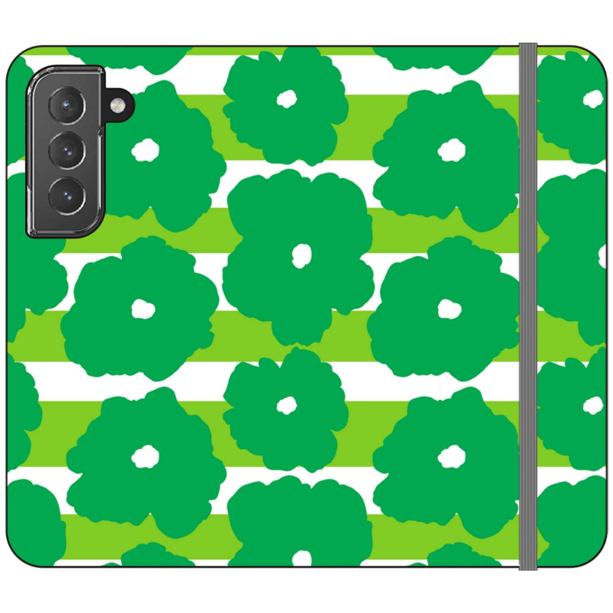 Bold Floral Green — Apple Vegan Leather Folio Wallet Case — Finnaij