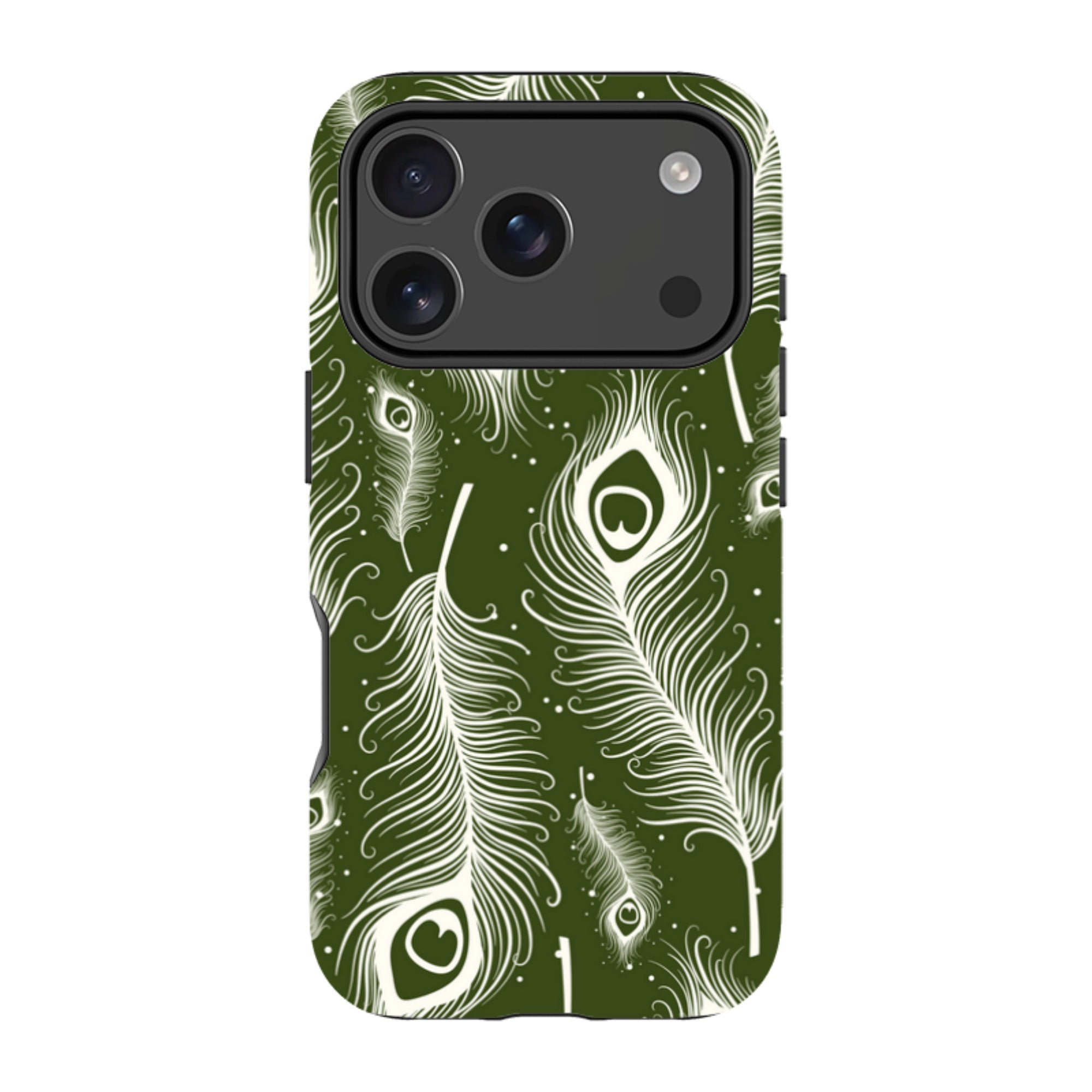 Feathers in Bloom Army Green — Apple iPhone Magsafe Tough Case — Finnaij