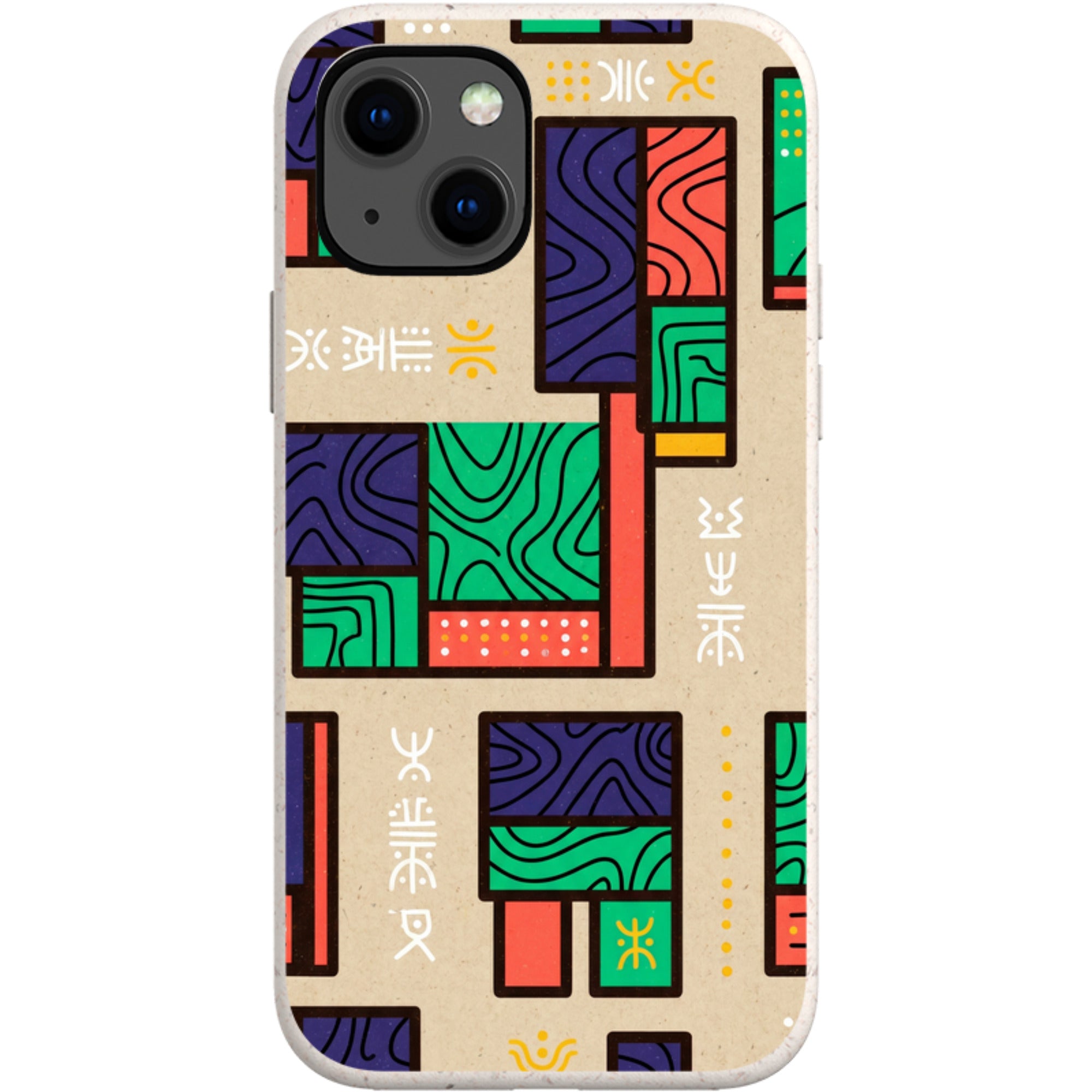 Ankara Blocks on Sand by Ada Okoye — iPhone 13 iPhone Bio-degradable Case — Finnaij
