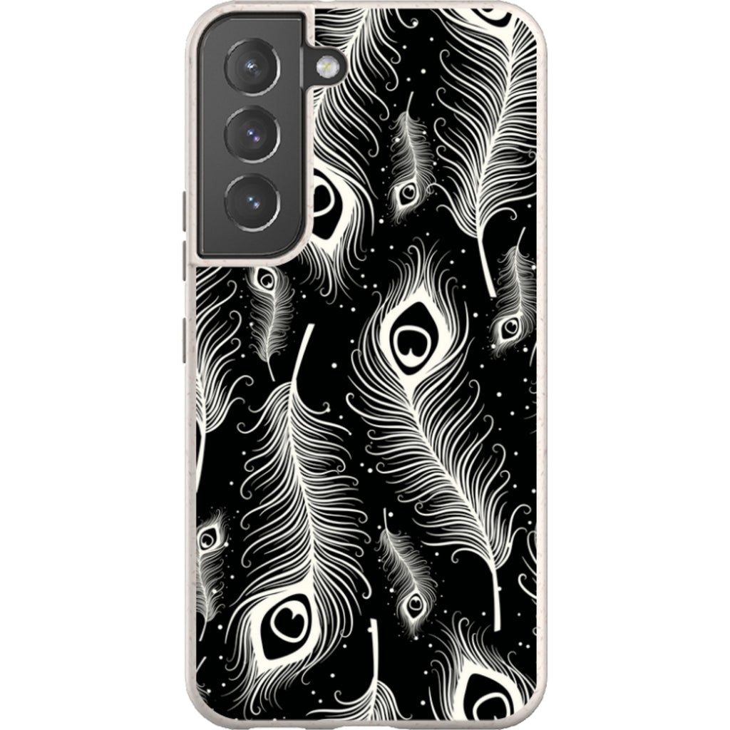 Feathers in Bloom Black — S22 Samsung Galaxy Bio-degradable Case — Finnaij