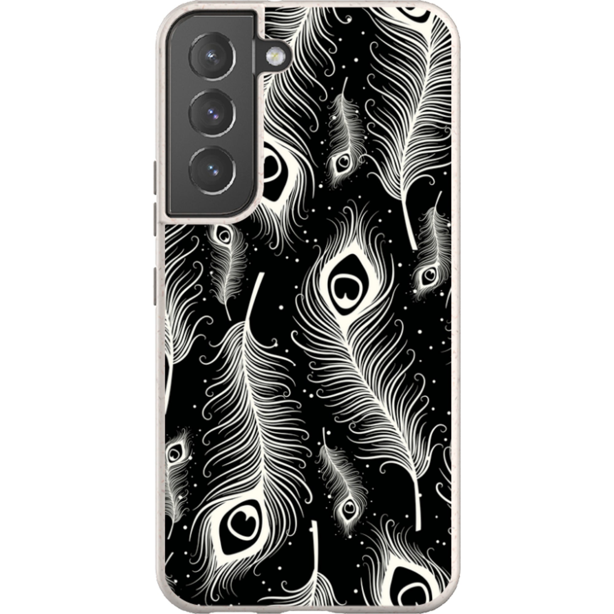 Feathers in Bloom Black — Samsung Galaxy Bio-degradable Case — Finnaij