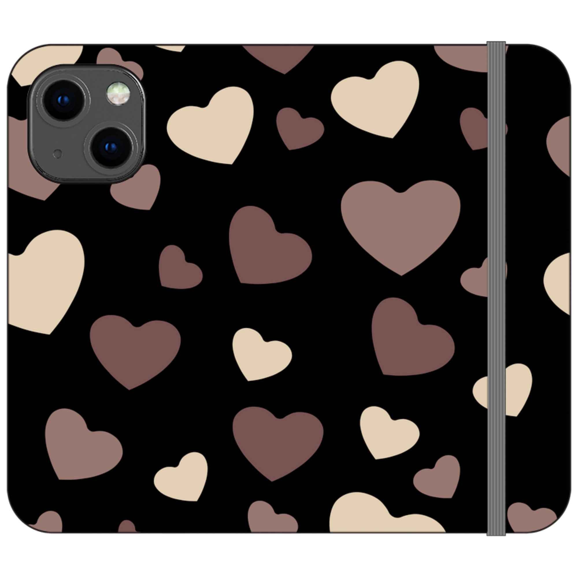 White & Black Hearts Vegan Leather — iPhone 13 Mini Wallet Case — Finnaij