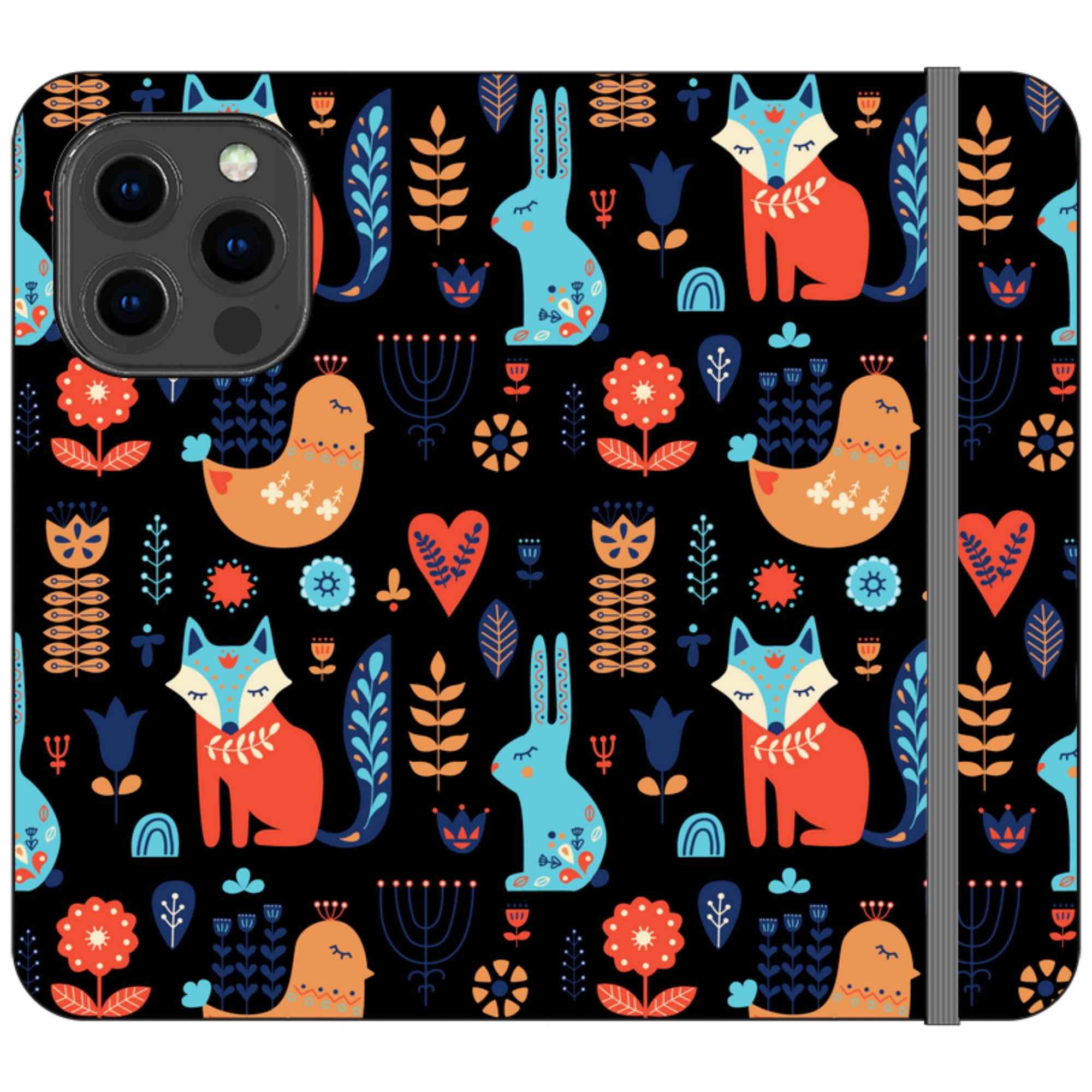 Nordic Ornament Black Vegan Leather — iPhone 13 Pro Wallet Case — Finnaij