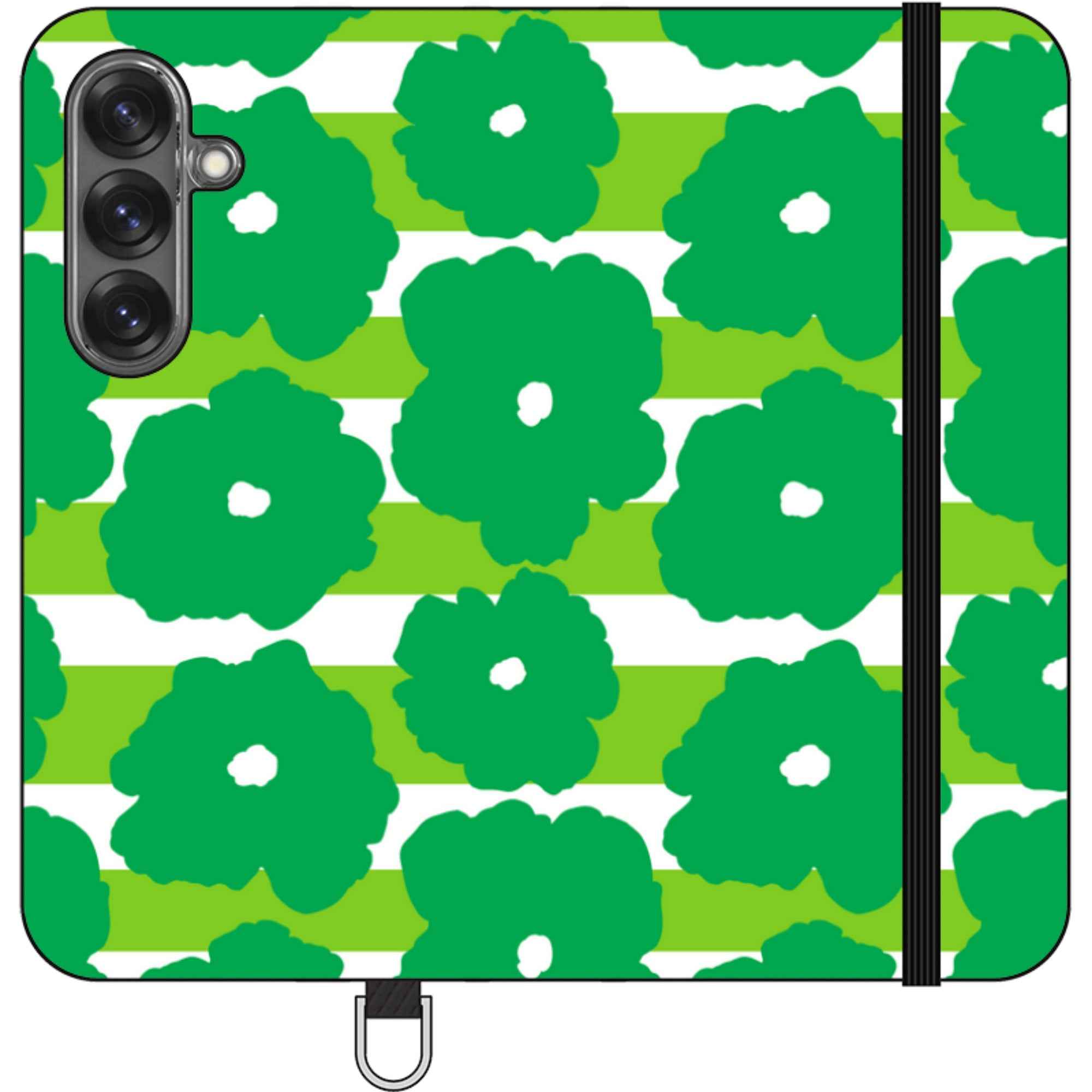 Bold Floral Green — Apple Vegan Leather Folio Wallet Case — Finnaij