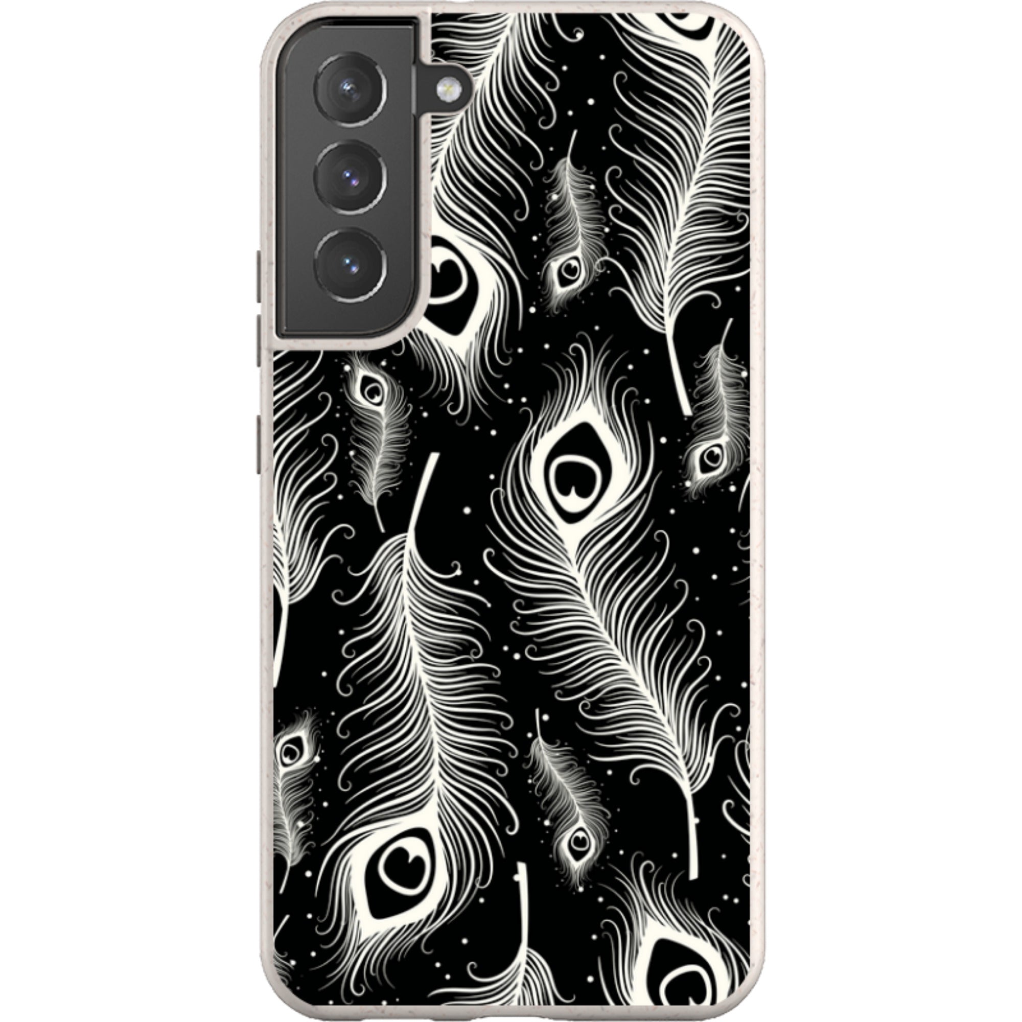 Feathers in Bloom Black — Samsung Galaxy Bio-degradable Case — Finnaij