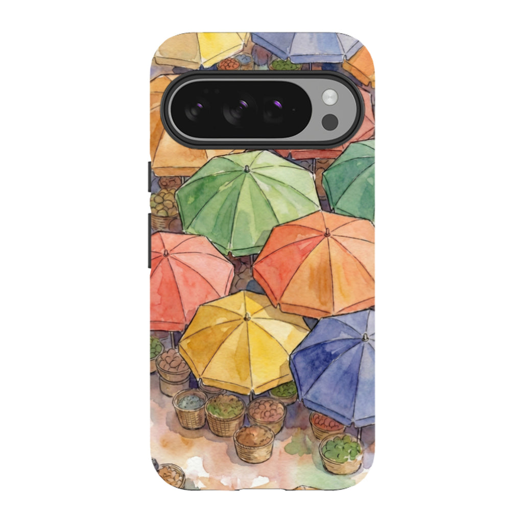 Market Umbrellas from Above by Tobi Akinyemi — Tough Case for Google Pixel — Finnaij