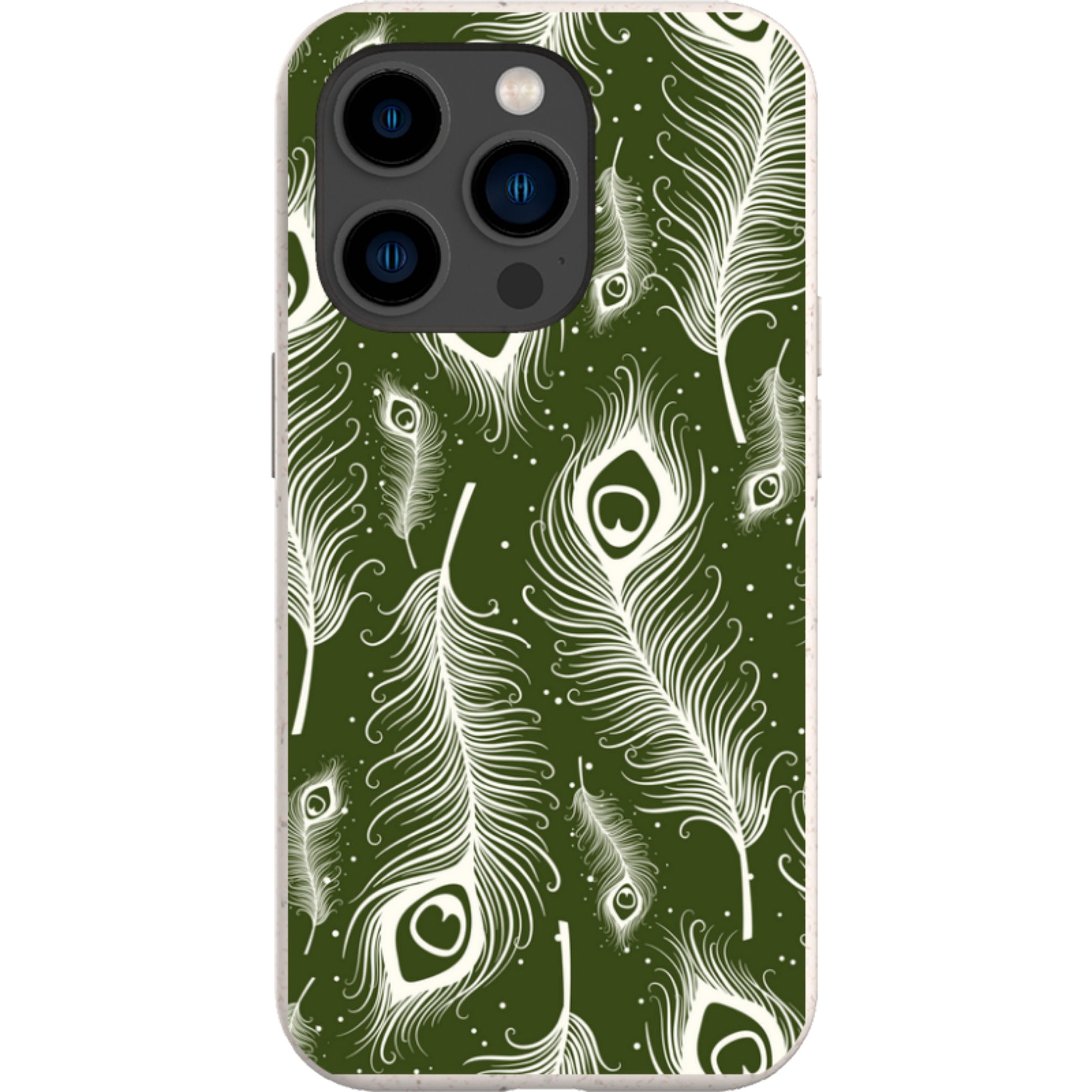 Feathers in Bloom Army Green — iPhone 14 Pro iPhone Bio-degradable Case — Finnaij