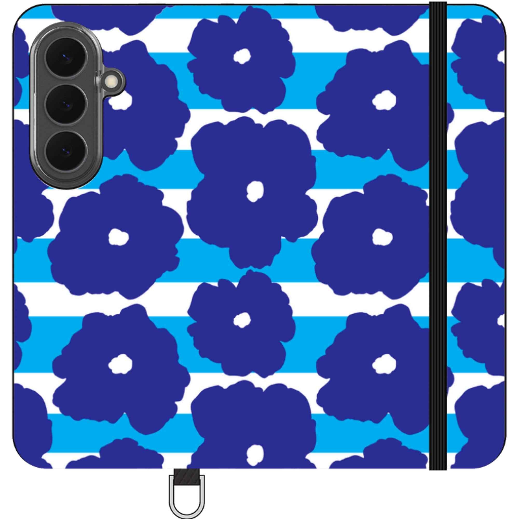 Bold Floral Blue — Apple Vegan Leather Folio Wallet Case — Finnaij