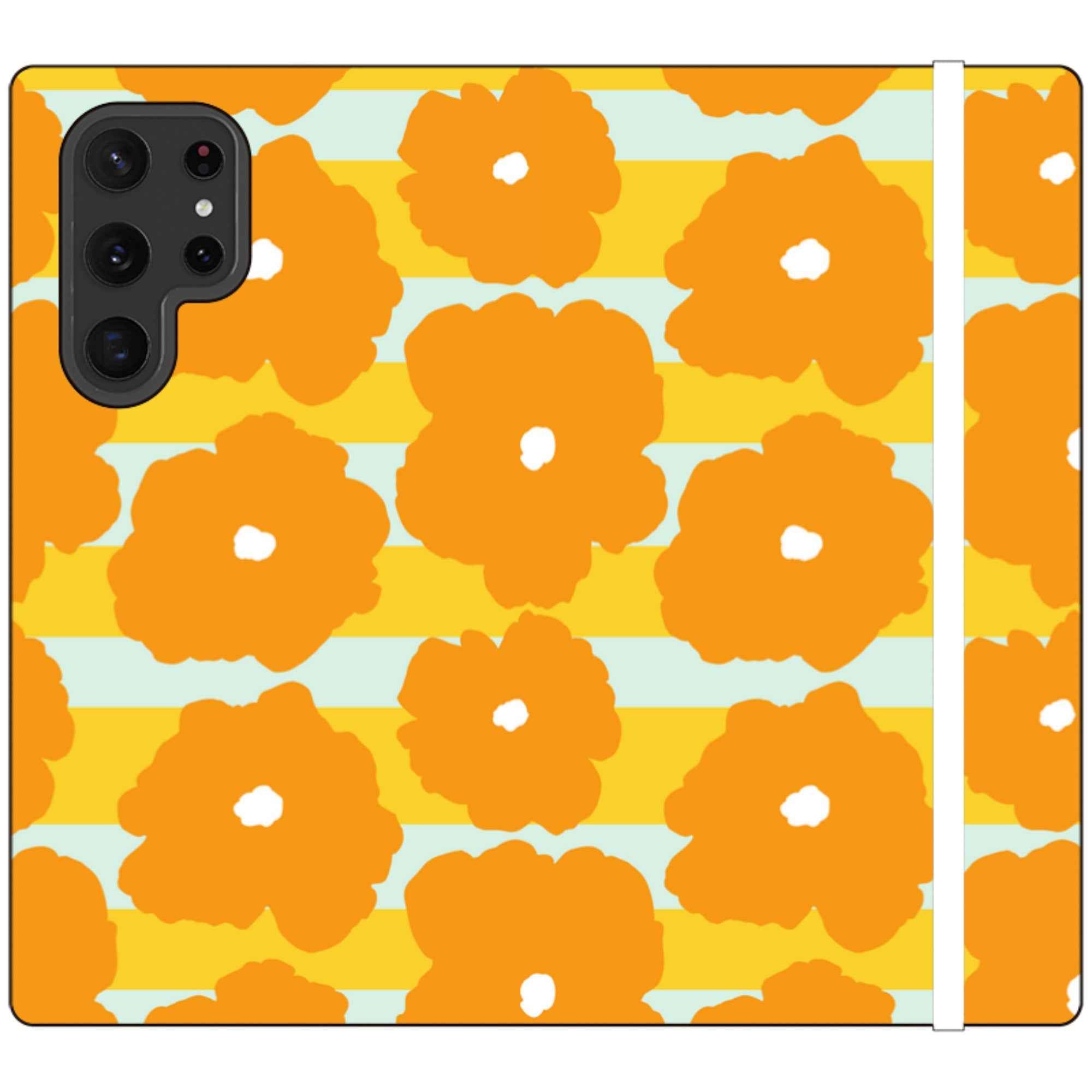 Bold Floral Orange — Apple Folio Wallet Case — Finnaij