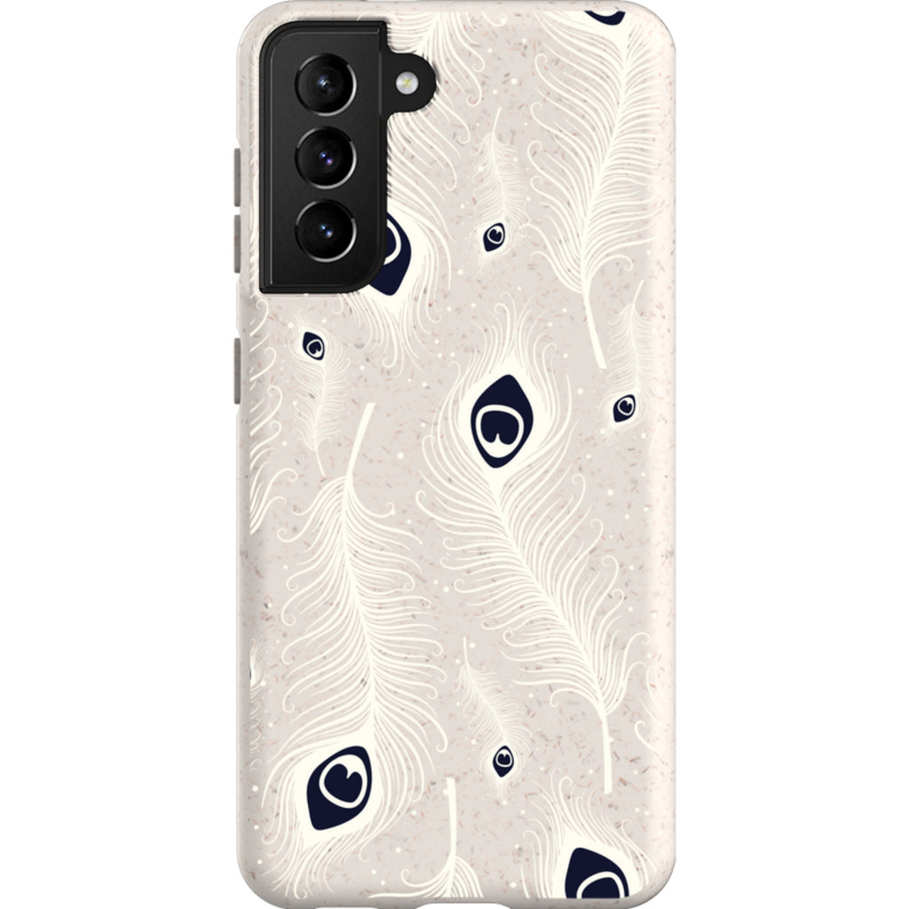 Feathers in Bloom Natural — S21 Samsung Galaxy Bio-degradable Case — Finnaij