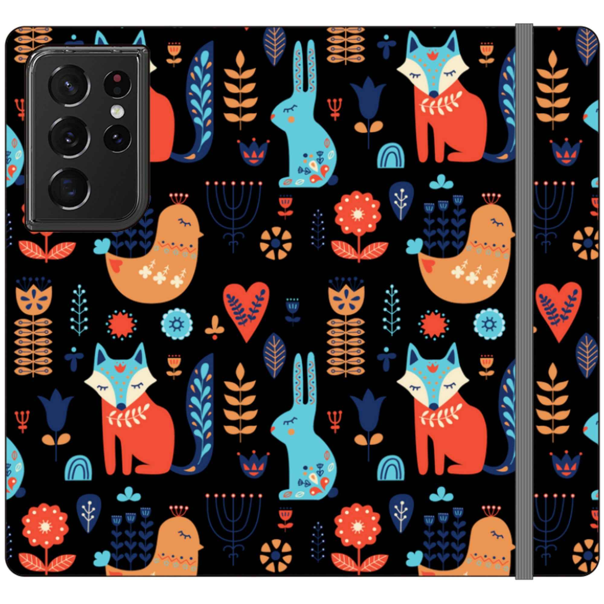 Nordic Ornament Black — Apple Vegan Leather Folio Wallet Case — Finnaij