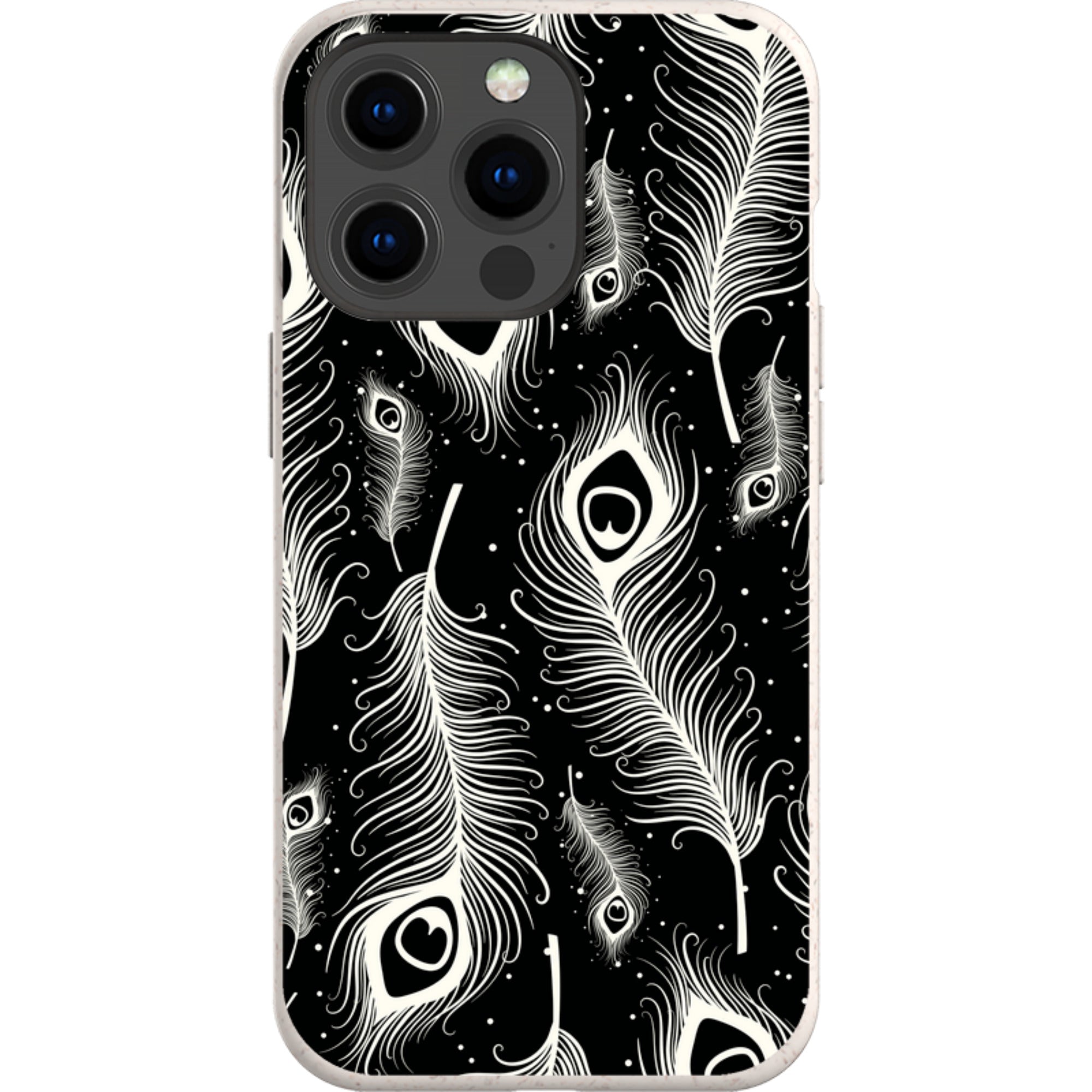 Feathers in Bloom Black — iPhone 13 Pro iPhone Bio-degradable Case — Finnaij