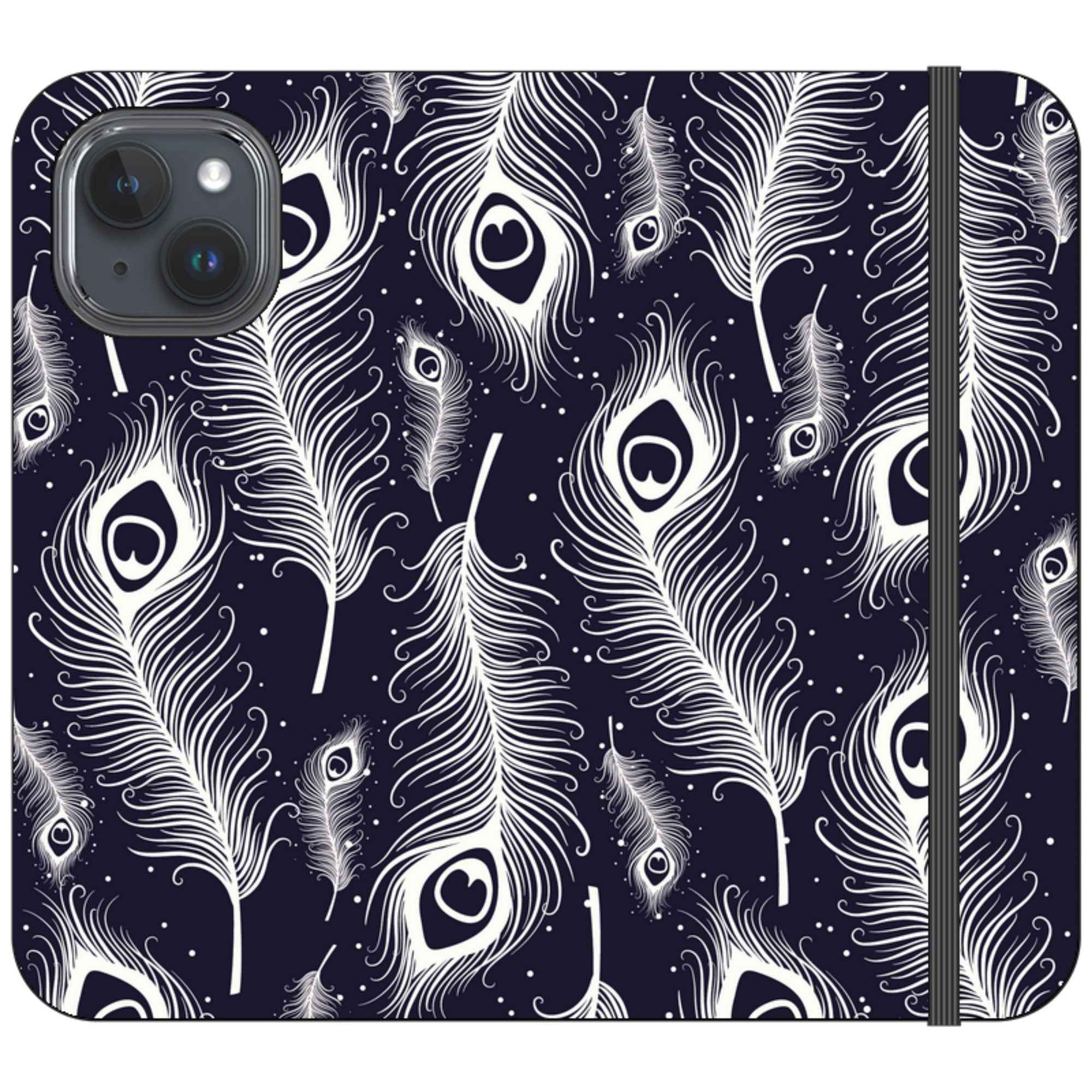 Feathers in Bloom Vegan Leather — iPhone 15 Wallet Case — Finnaij